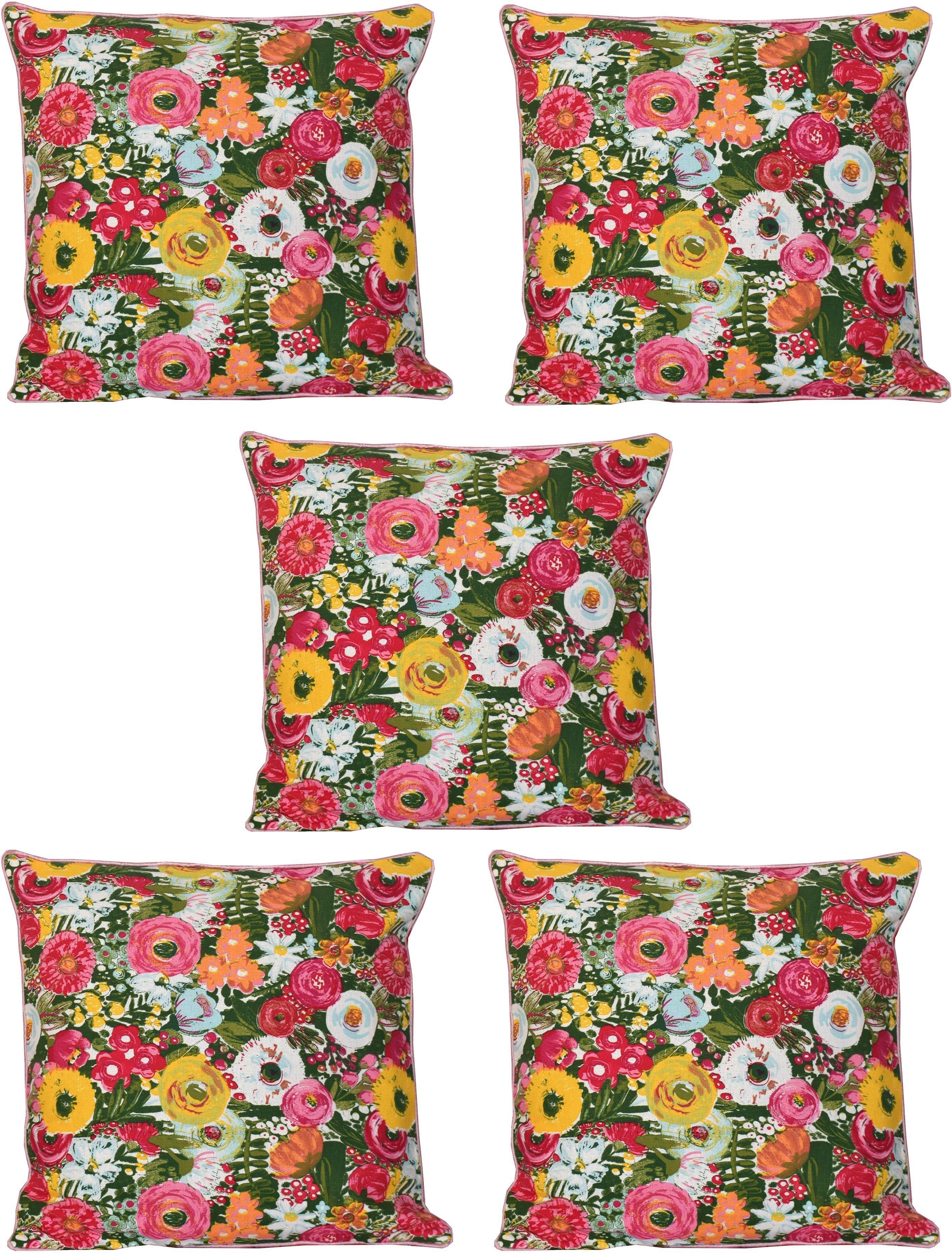  BILBERRY Furnishing Floral Cushions Cover (Pack of 5, 40 cm*40 cm, Multicolor)