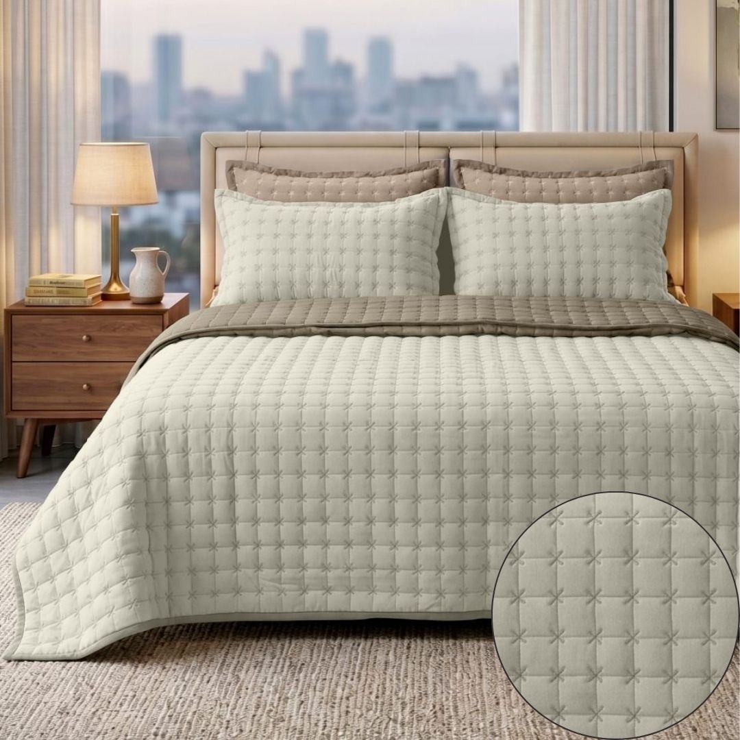 Pure Cotton Quilted Bedcover Set