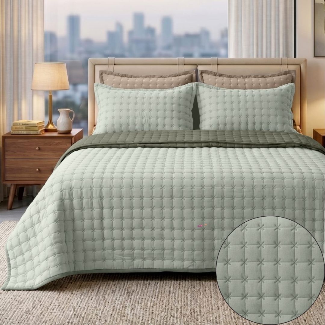 Pure Cotton Quilted Bedcover Set