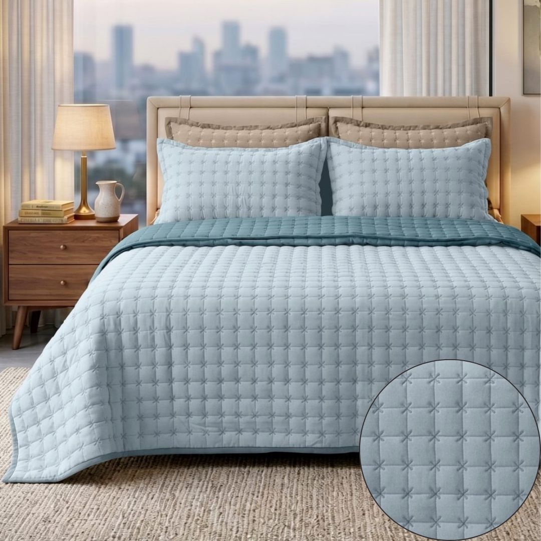 Pure Cotton Quilted Bedcover Set