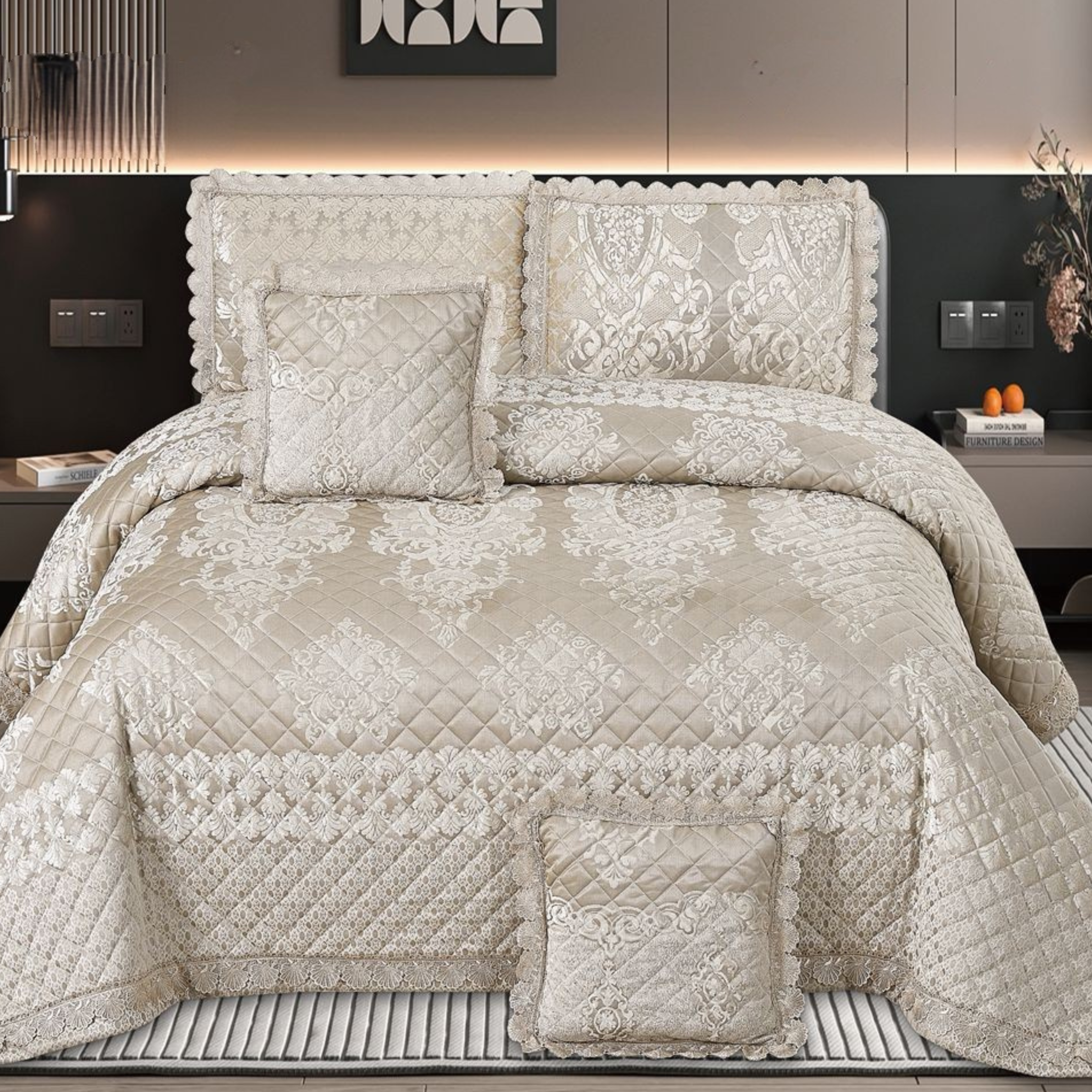 Premium Signature Luxury 5 Pcs Bedcover Set
