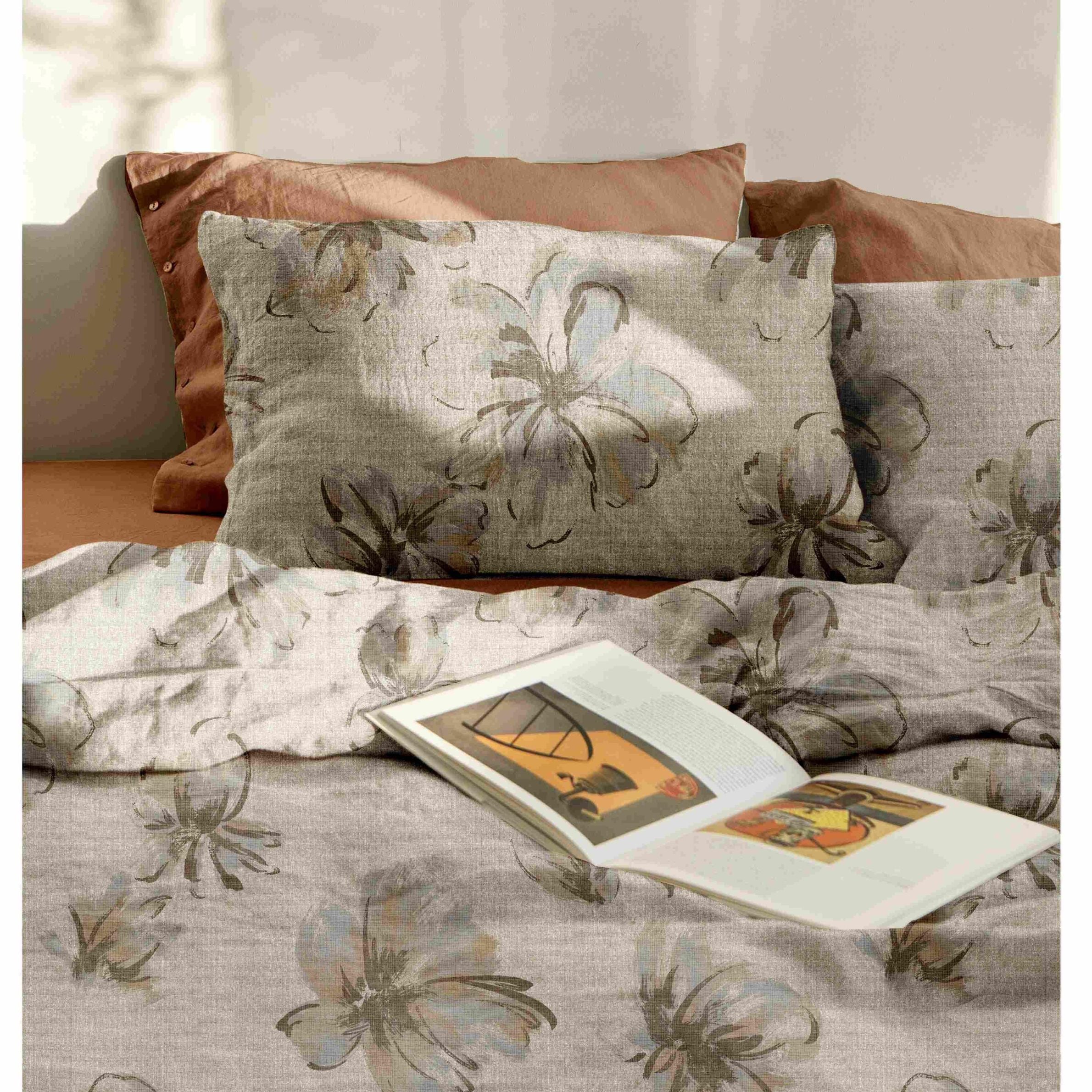French Toile Inspired King Size Bedsheet – Earthy Neutral Collection