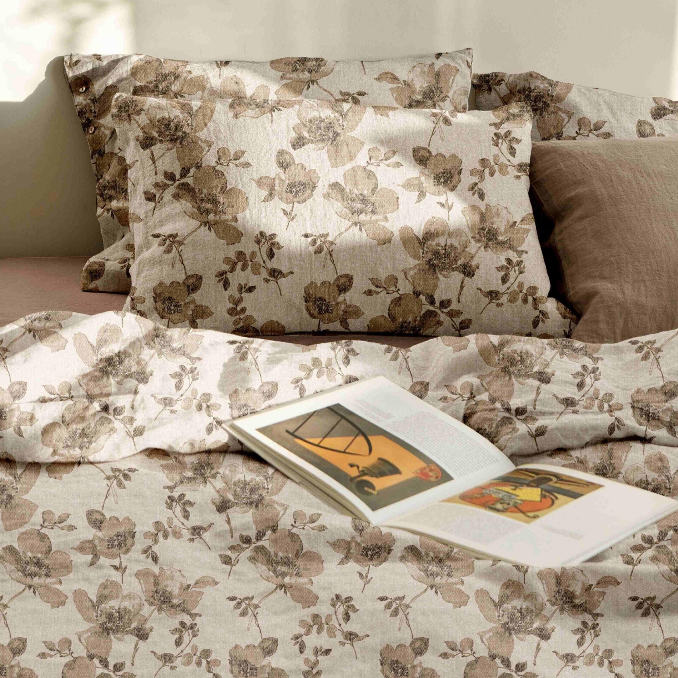 French Toile Inspired King Size Bedsheet – Earthy Neutral Collection