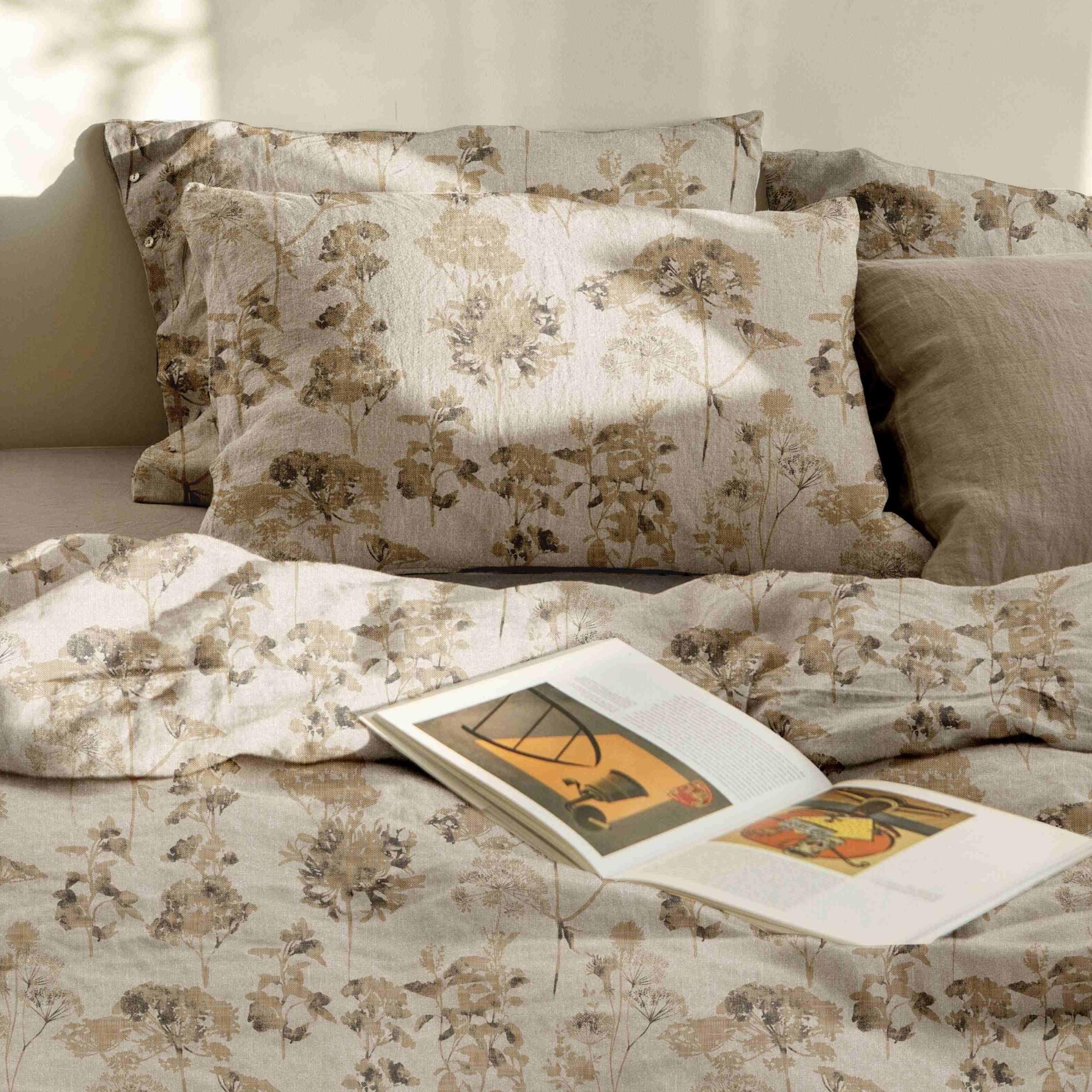 French Toile Inspired King Size Bedsheet – Earthy Neutral Collection