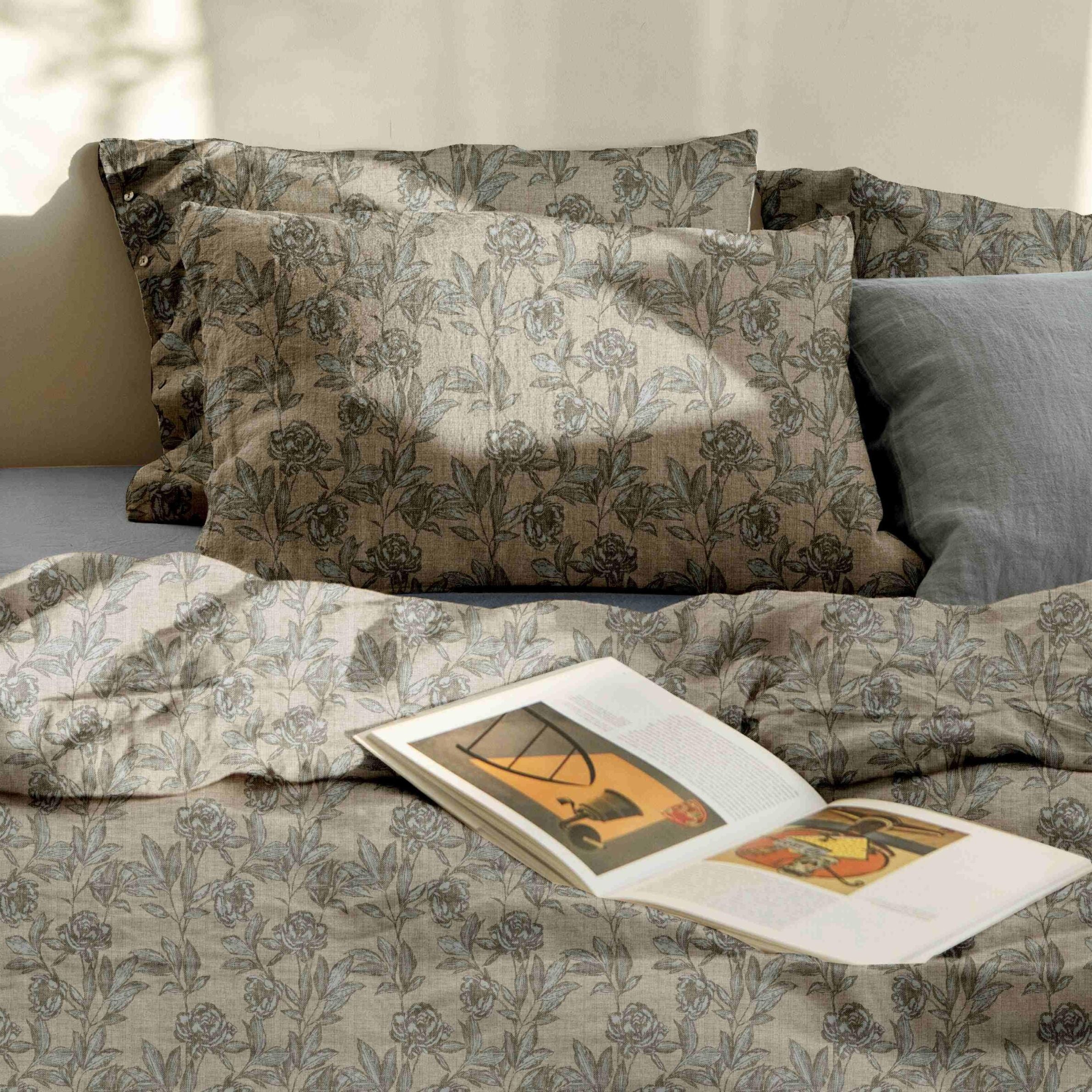 French Toile Inspired King Size Bedsheet – Earthy Neutral Collection