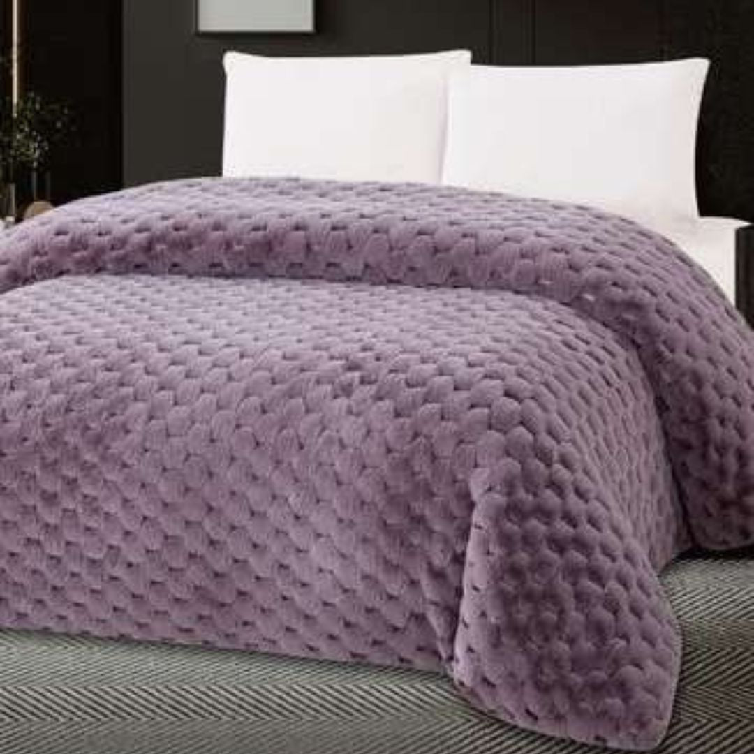 3-in-1 Hexagon Rabbit Fur Blanket Cum Duvet Cover Cum Quilt