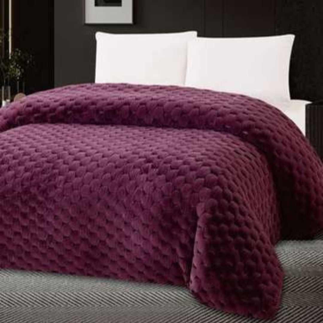 3-in-1 Hexagon Rabbit Fur Blanket Cum Duvet Cover Cum Quilt