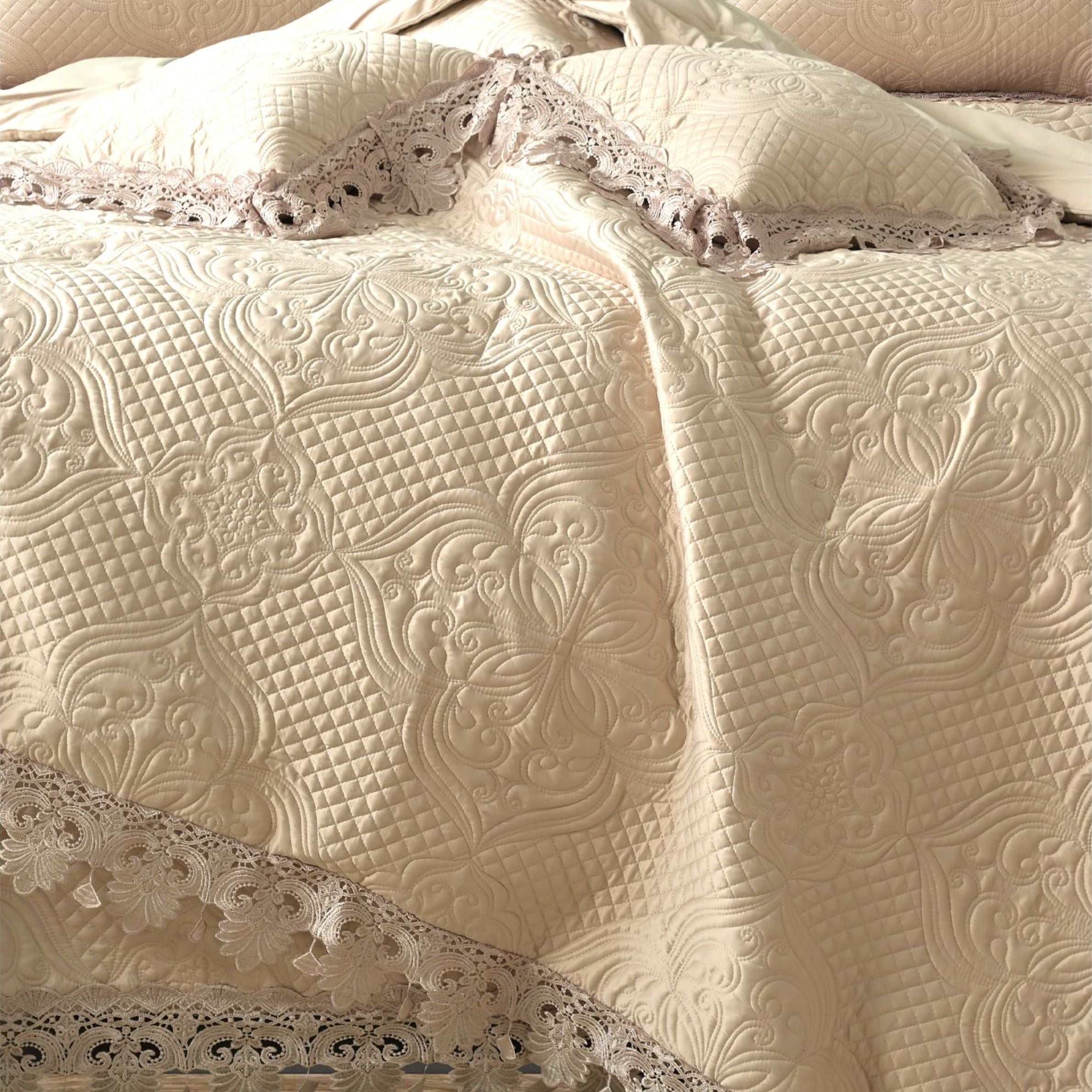 Italian Couture Finished Bridal Trousseau Bedding Set – Luxury Bridal Suite Collection