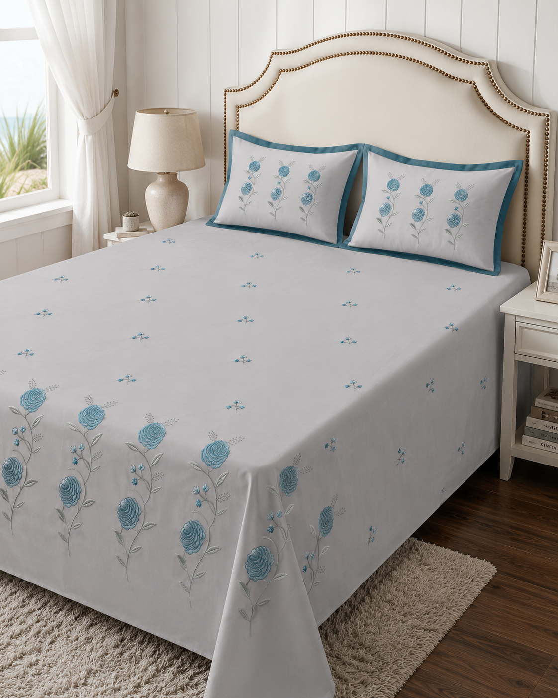 400TC Pure Cotton Embroidered Bedsheet Set