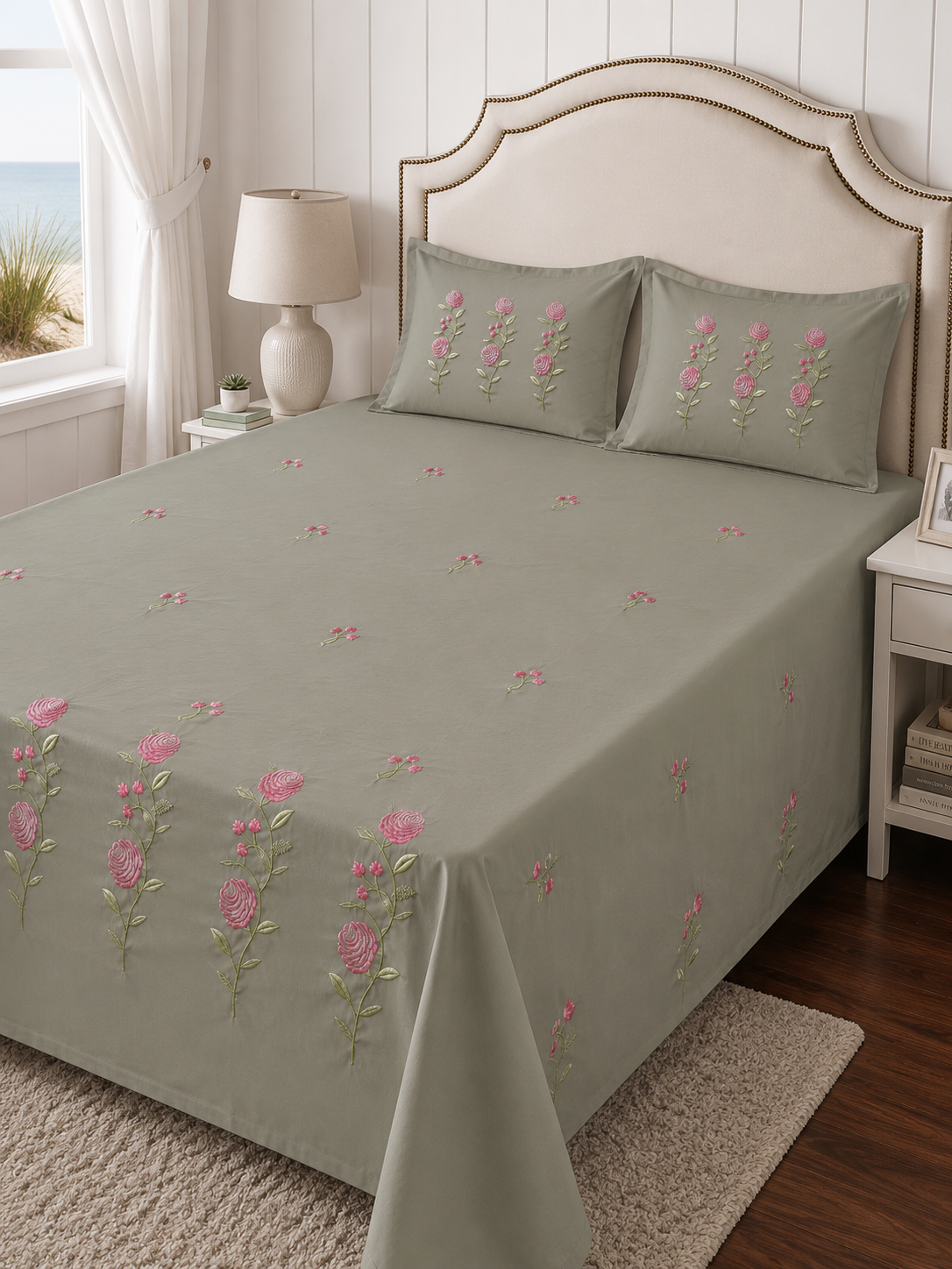400TC Pure Cotton Embroidered Bedsheet Set