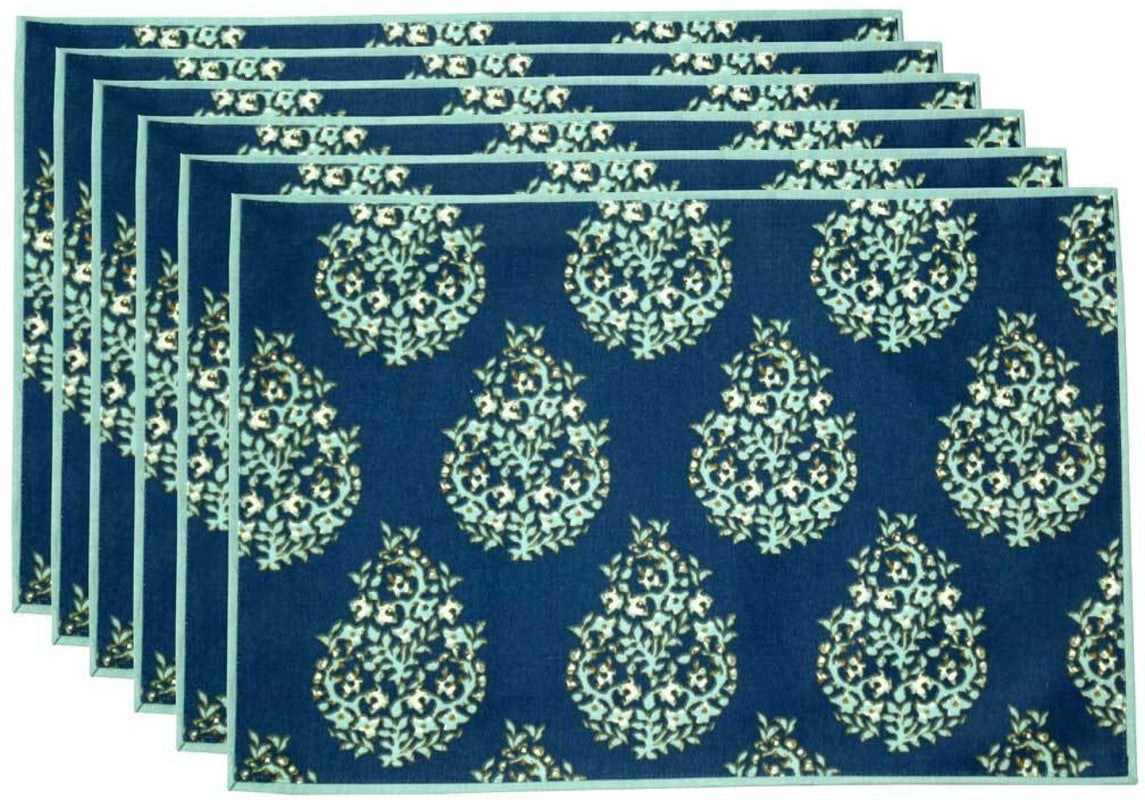 BILBERRY Furnishing By Preeti Grover Rectangular Pack of 6 Table Placemat (Multicolor, Cotton)