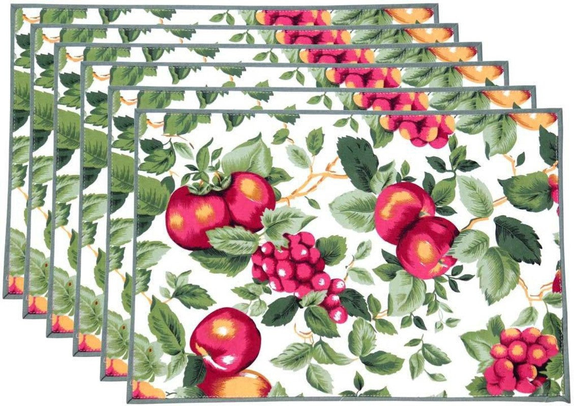 BILBERRY Furnishing By Preeti Grover Square Pack of 3 Table Placemat (Beige, Red, Cotton)