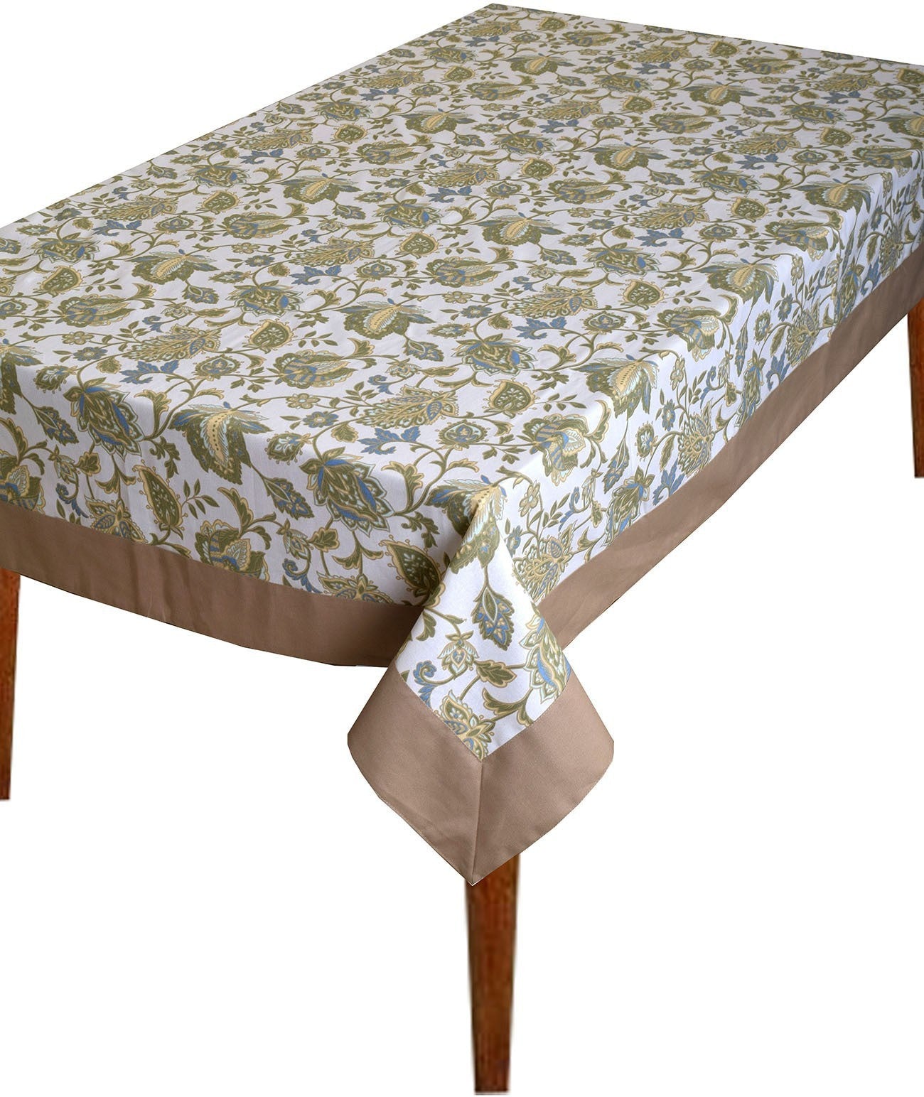 BILBERRY Furnishing By Preeti Grover Floral 6 Seater Table Cover (Green, Blue, Cotton)