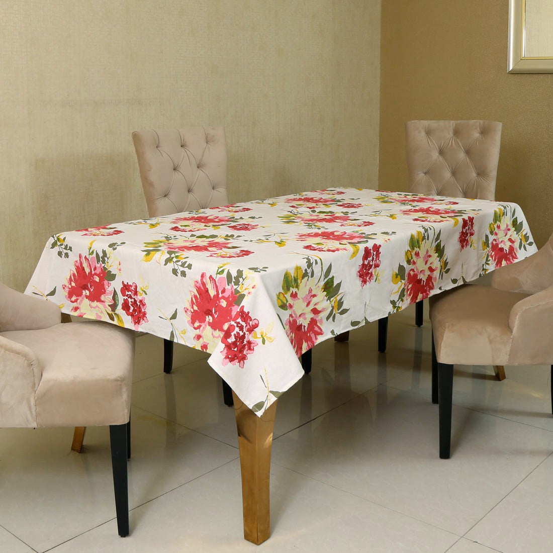 BILBERRY Furnishing By Preeti Grover Floral 6 Seater Table Cover (Multicolor, Cotton)