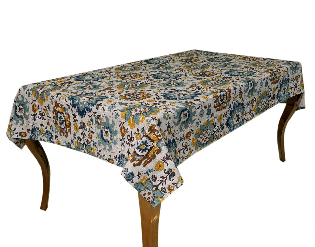 BILBERRY Furnishing By Preeti Grover Floral 6 Seater Table Cover (Multicolor, Cotton)