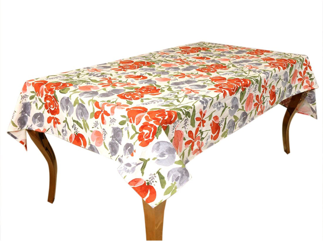 BILBERRY Furnishing By Preeti Grover Floral 6 Seater Table Cover (Multicolor, Cotton)