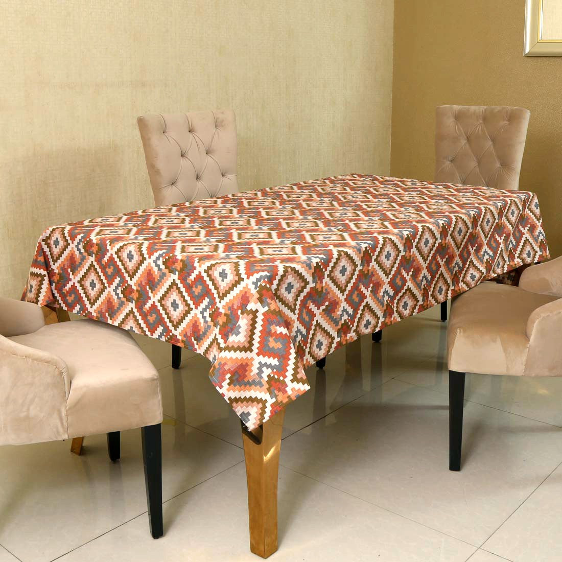  BILBERRY Furnishing Floral 6 Seater Table Cover (Multicolor, Cotton)