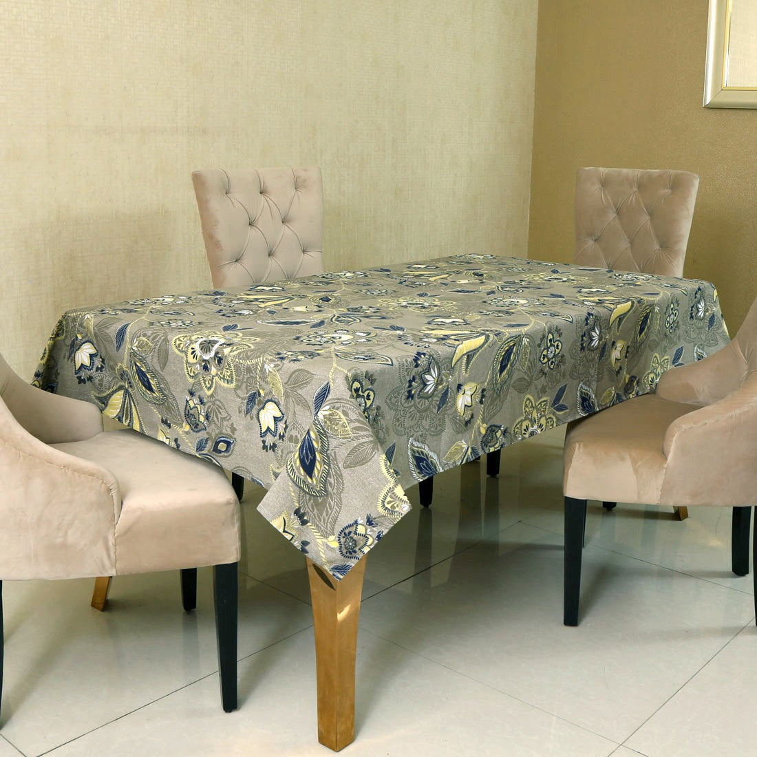  BILBERRY Furnishing Floral 6 Seater Table Cover (Multicolor, Cotton)