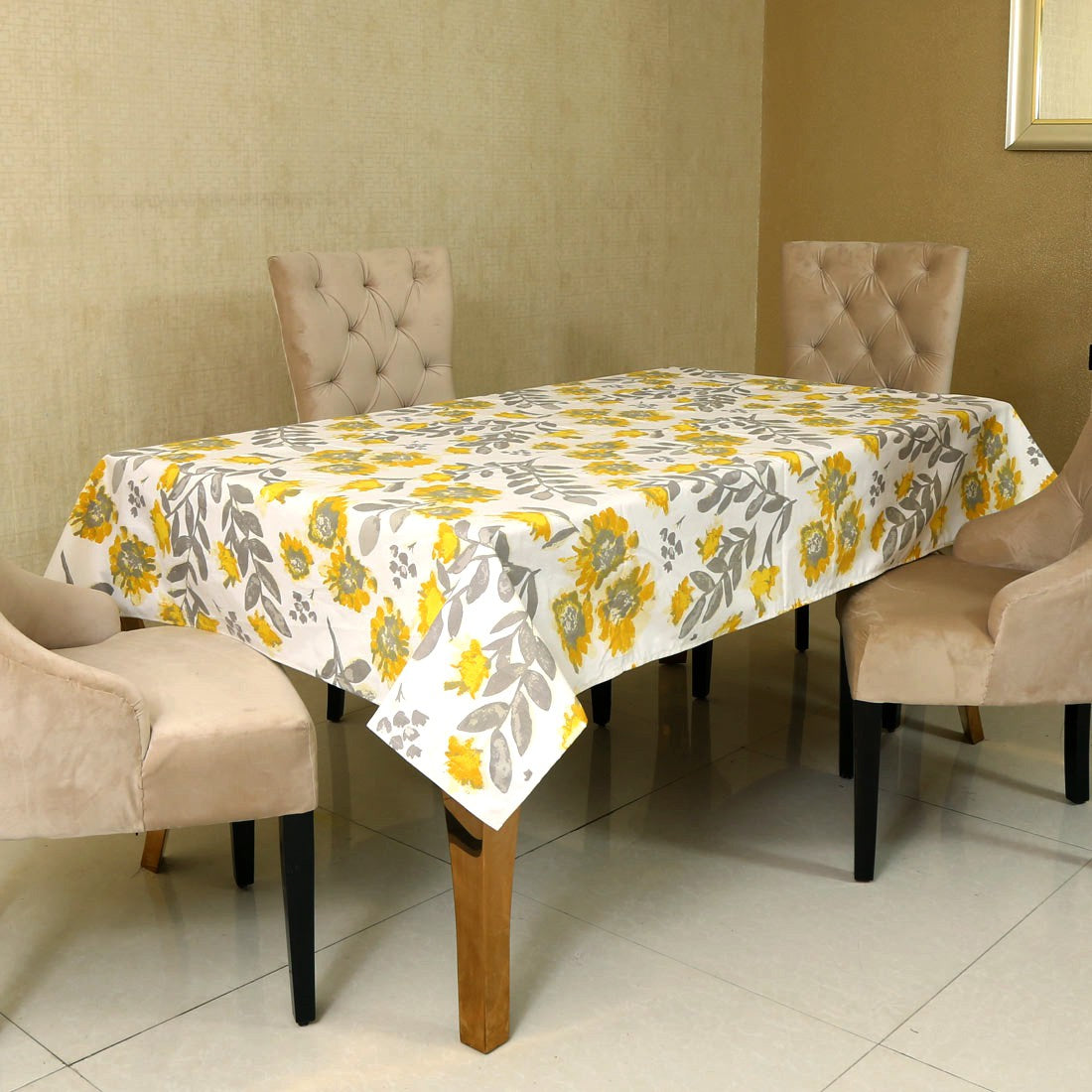  BILBERRY Furnishing Floral 6 Seater Table Cover (Multicolor, Cotton)