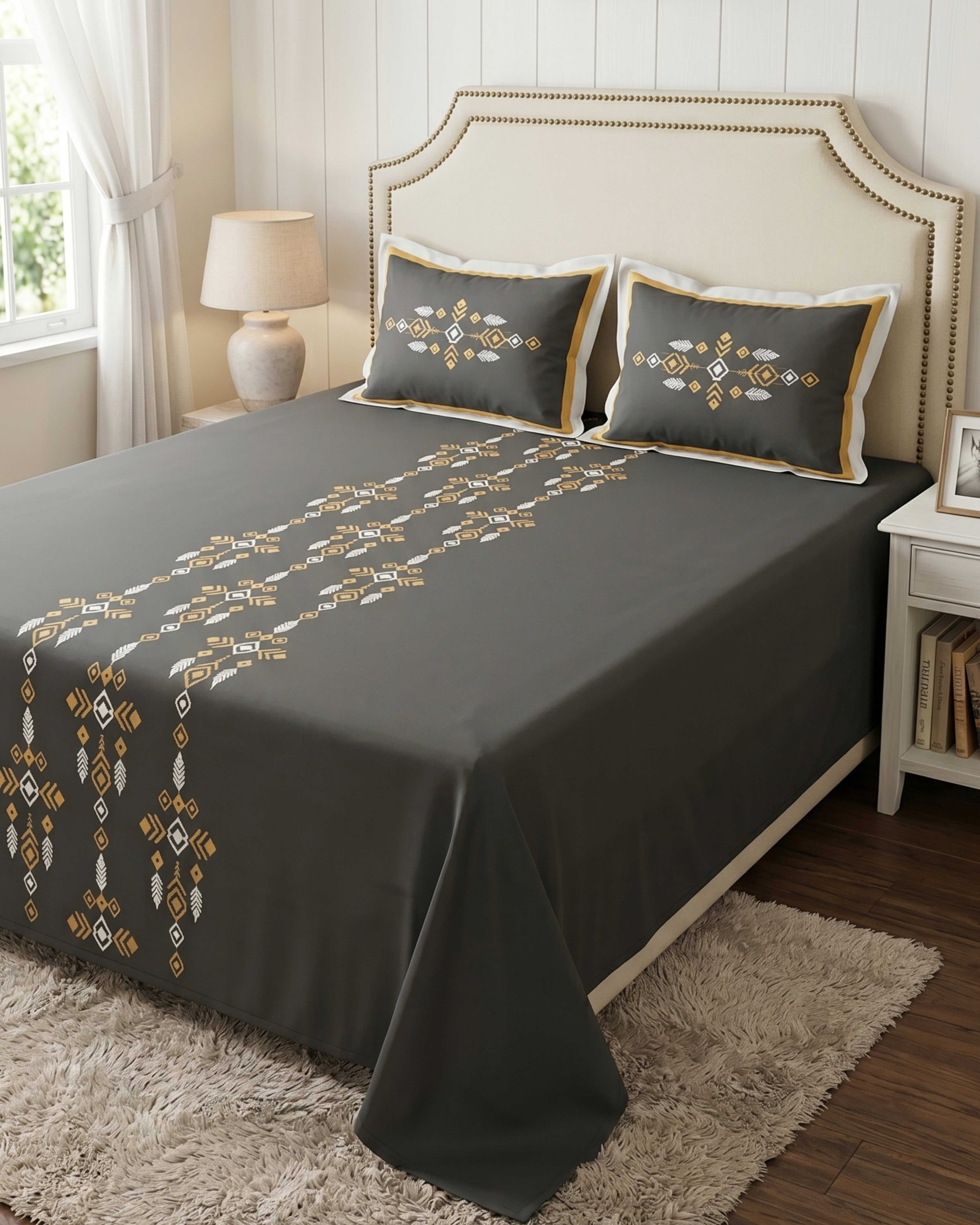 400TC Pure Cotton Embroidered Bedsheet Set