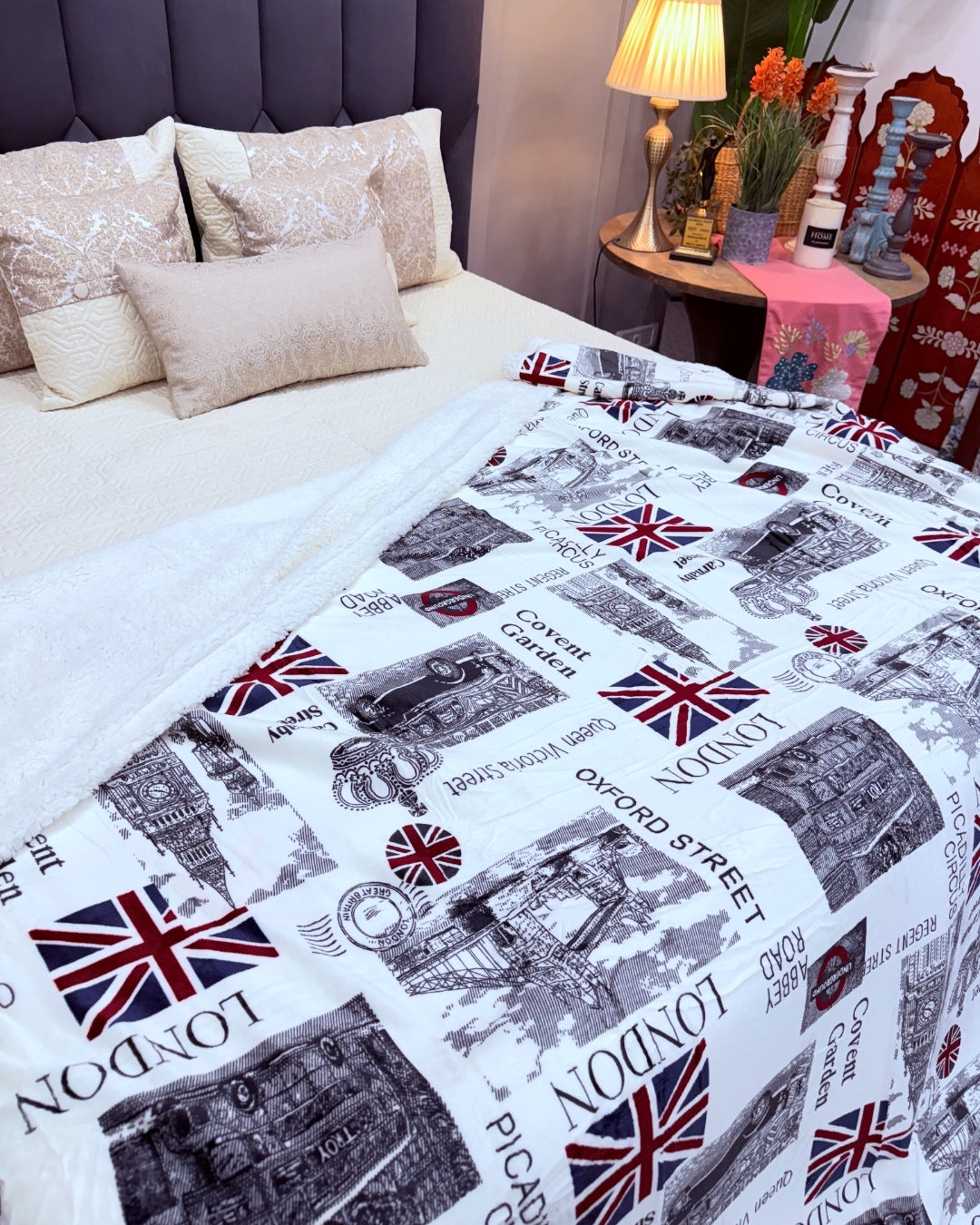 Double Bed Sherpa Throw/Blanket – Soft Fleece & Ultra-Cozy Sherpa