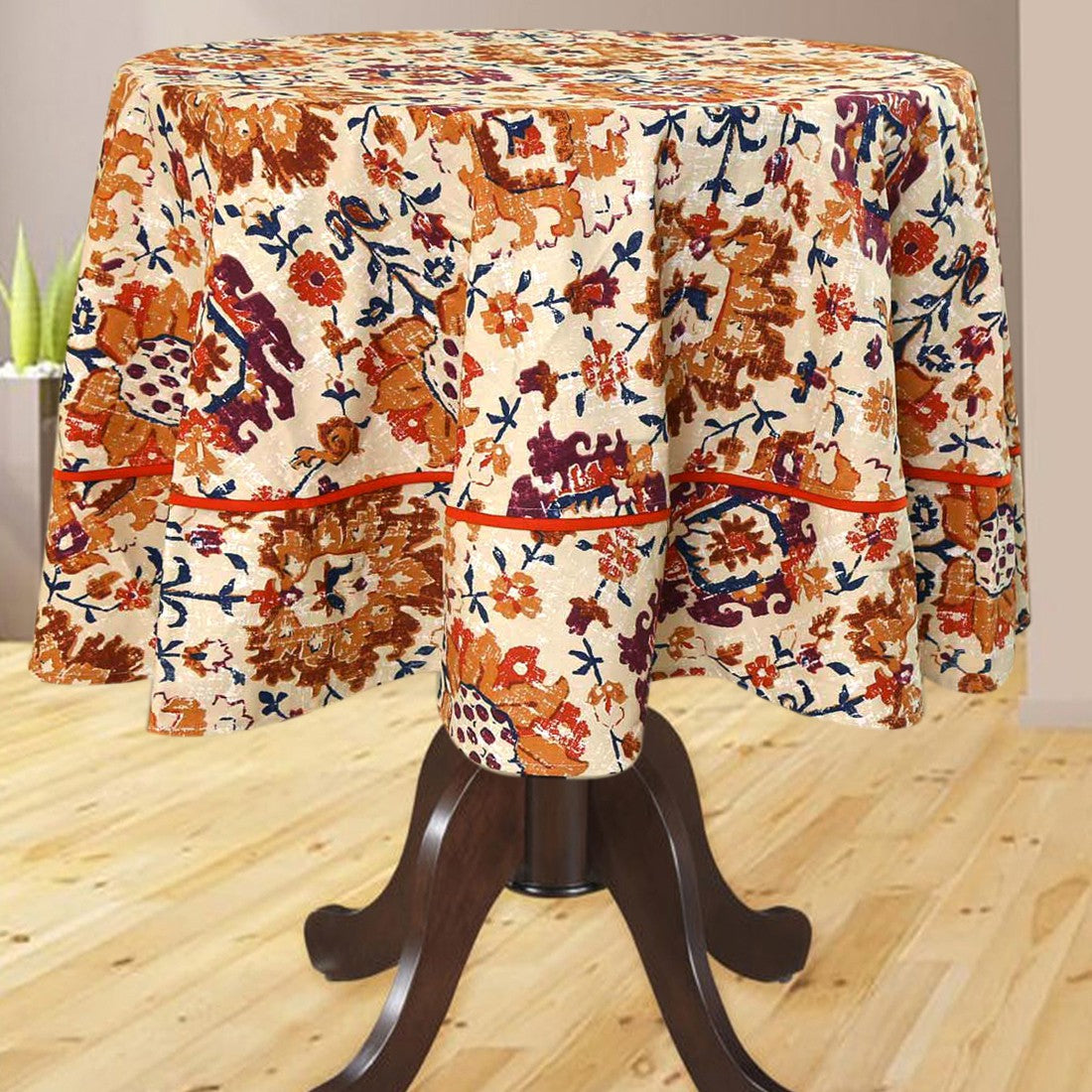  BILBERRY Furnishing Floral 4 Seater Table Cover (Multicolor, Cotton)