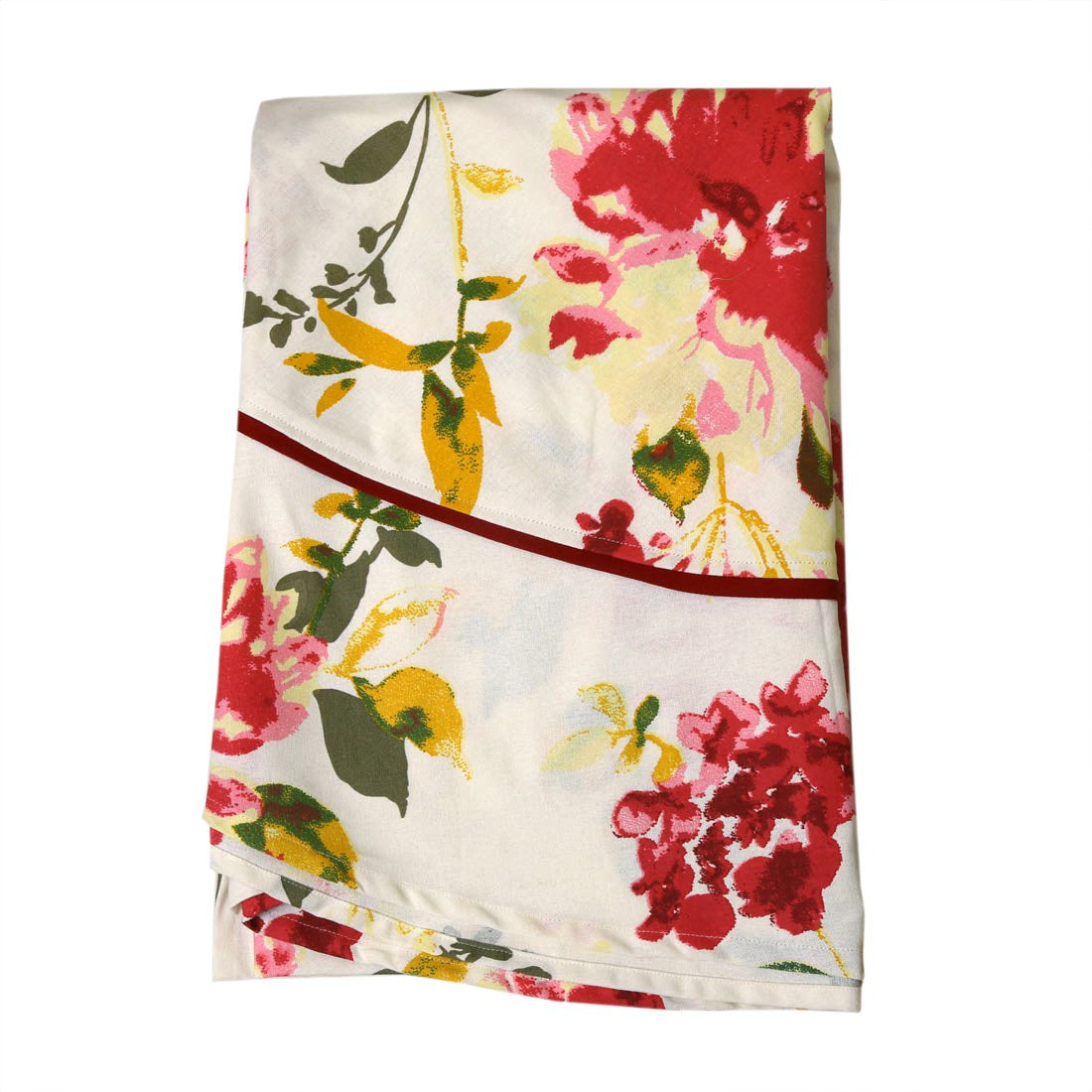 BILBERRY Furnishing By Preeti Grover Floral 6 Seater Table Cover (Red, Cotton)