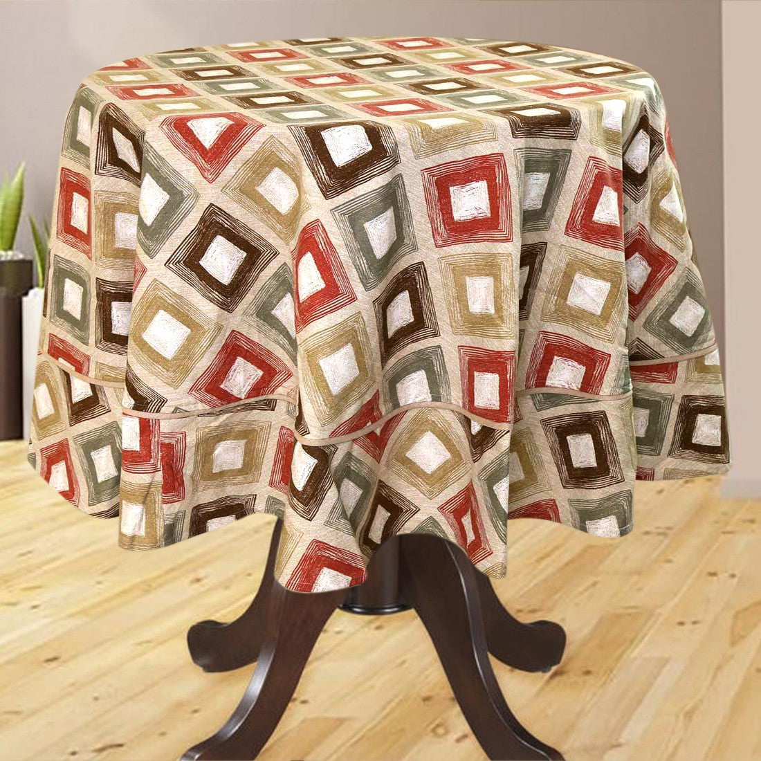 BILBERRY Furnishing By Preeti Grover Printed 6 Seater Table Cover (Beige, Cotton)