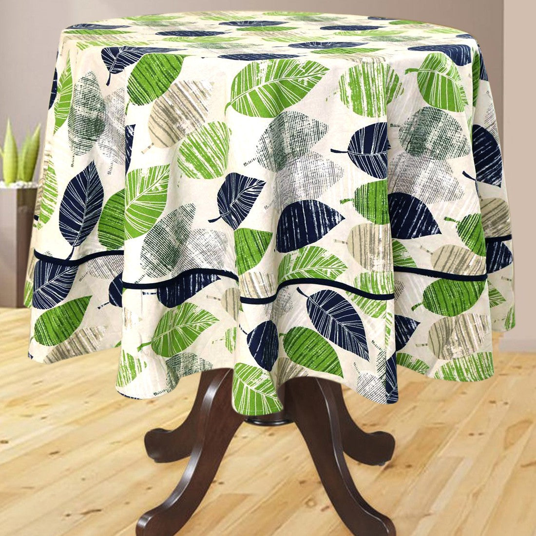 BILBERRY Furnishing By Preeti Grover Floral 6 Seater Table Cover (Green, Cotton)