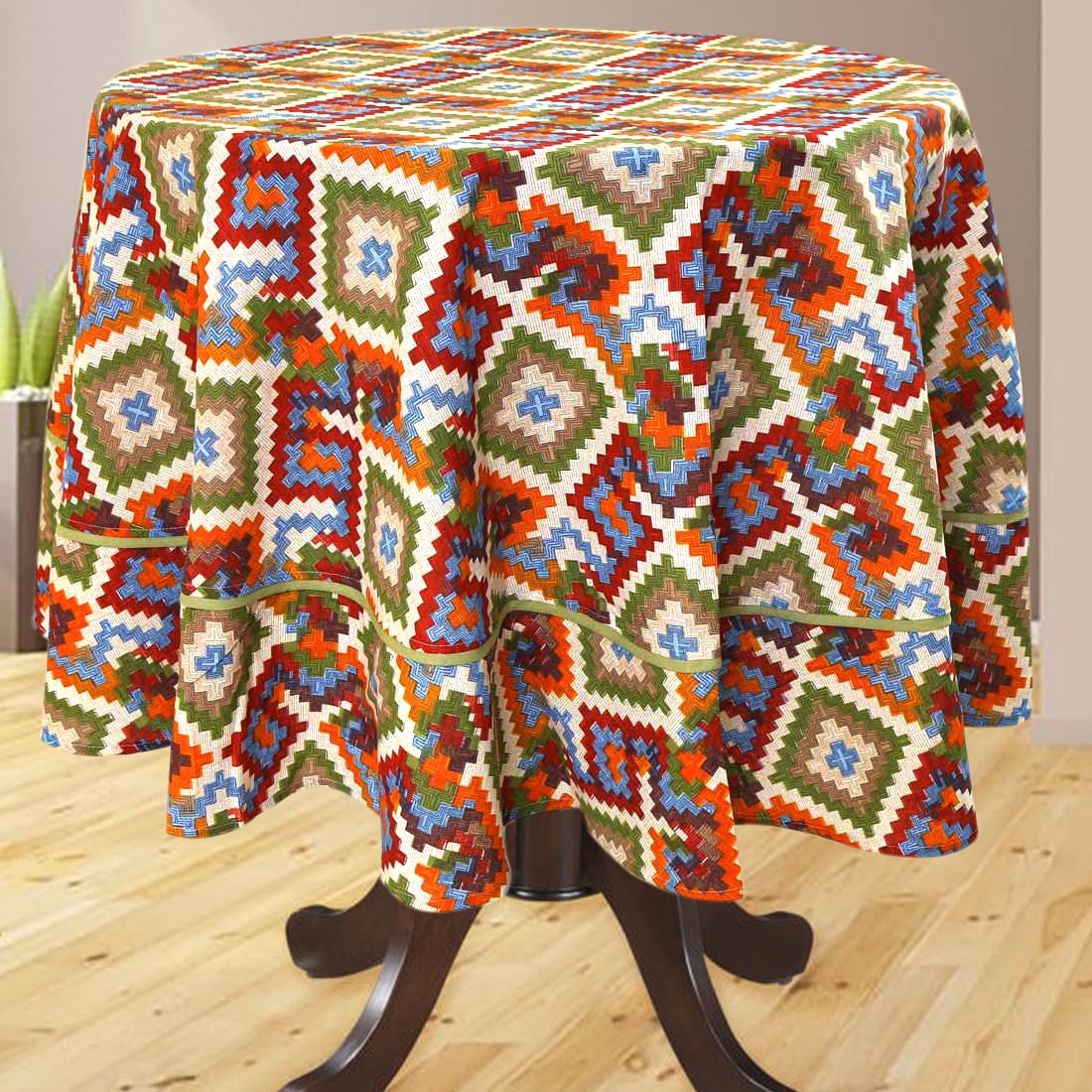  BILBERRY Furnishing Floral 4 Seater Table Cover (Multicolor, Cotton)