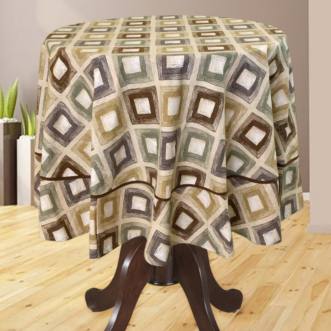 BILBERRY Furnishing By Preeti Grover Printed 6 Seater Table Cover (COFFEE, Cotton)