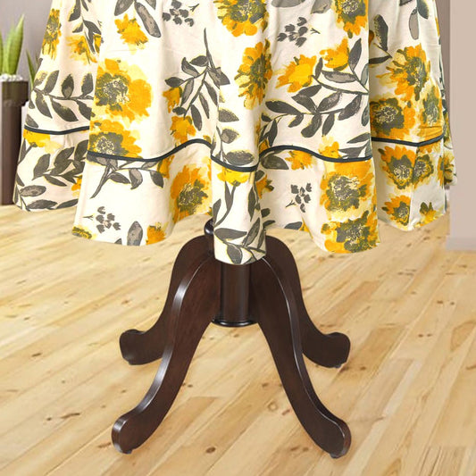 BILBERRY Furnishing By Preeti Grover Floral 6 Seater Table Cover (Yellow, Cotton)