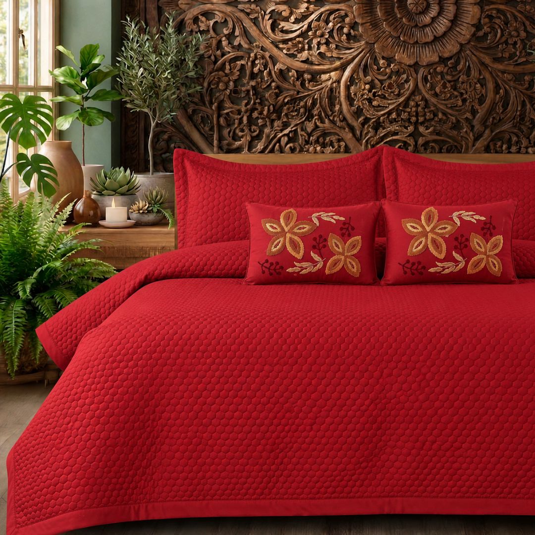 Handmade Quilted Embroidery Bedcover Set