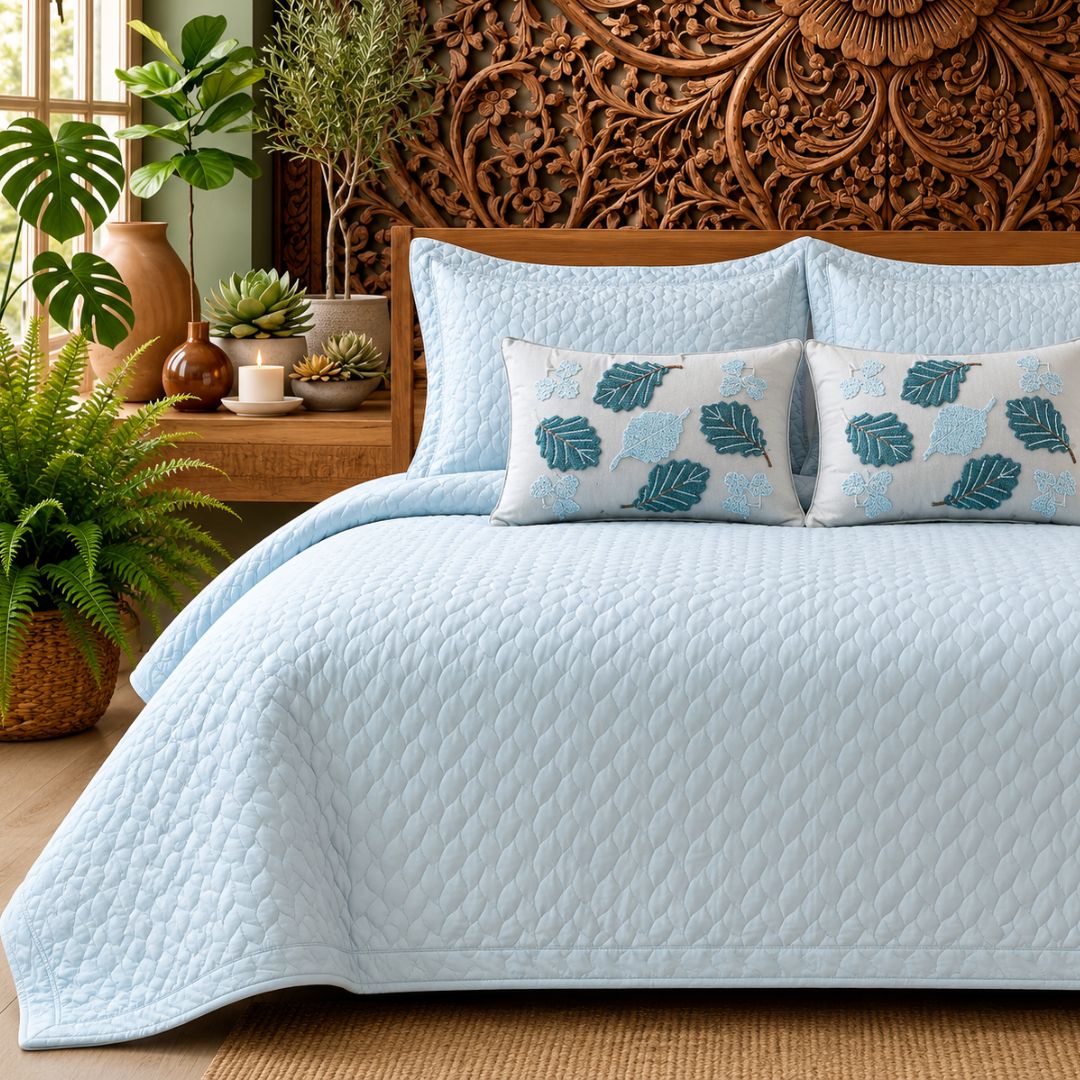 Handmade Quilted Embroidery Bedcover Set
