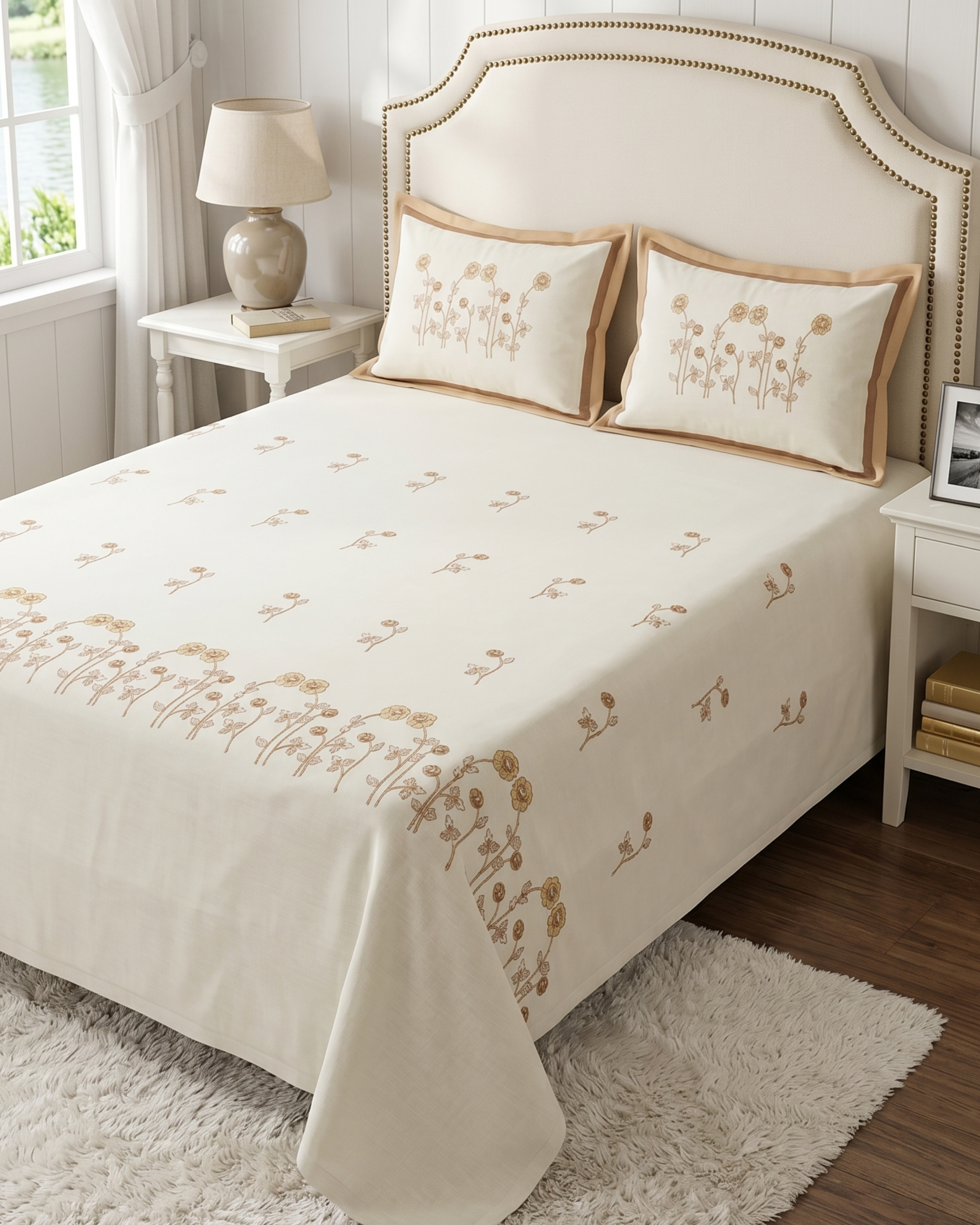 400TC Pure Cotton Embroidered Bedsheet Set