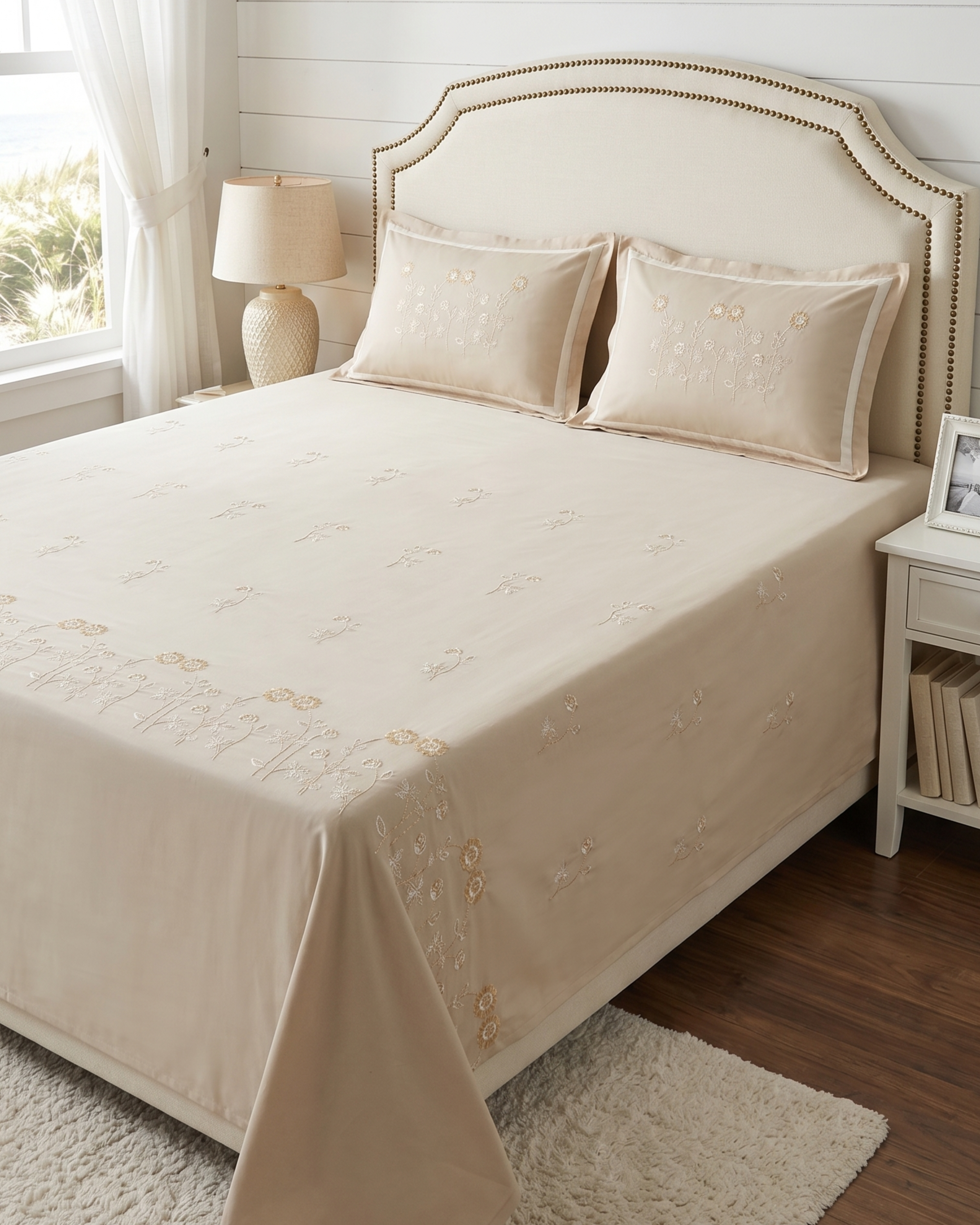 400TC Pure Cotton Embroidered Bedsheet Set