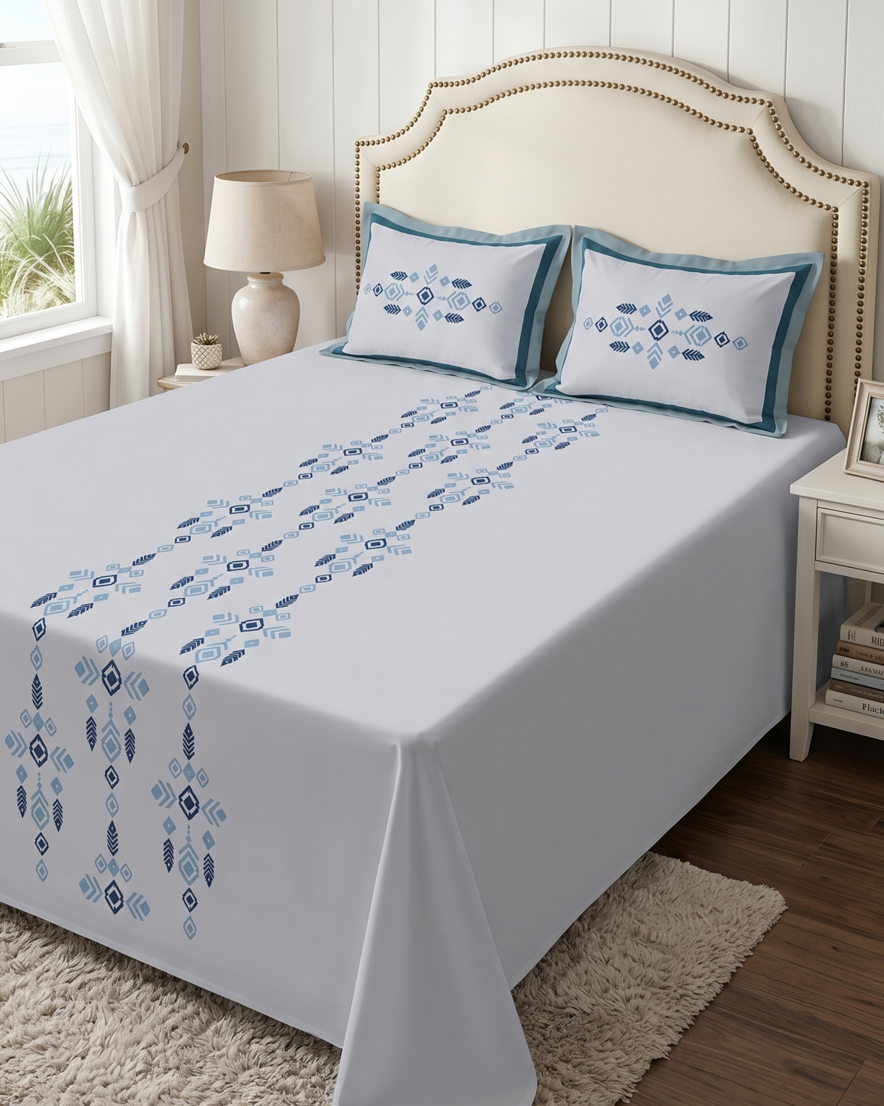 400TC Pure Cotton Embroidered Bedsheet Set