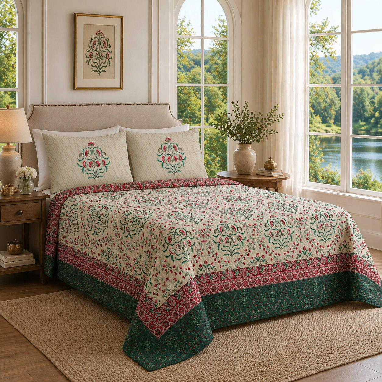 Indigo Heritage Cotton Bedsheet Set – King Size
