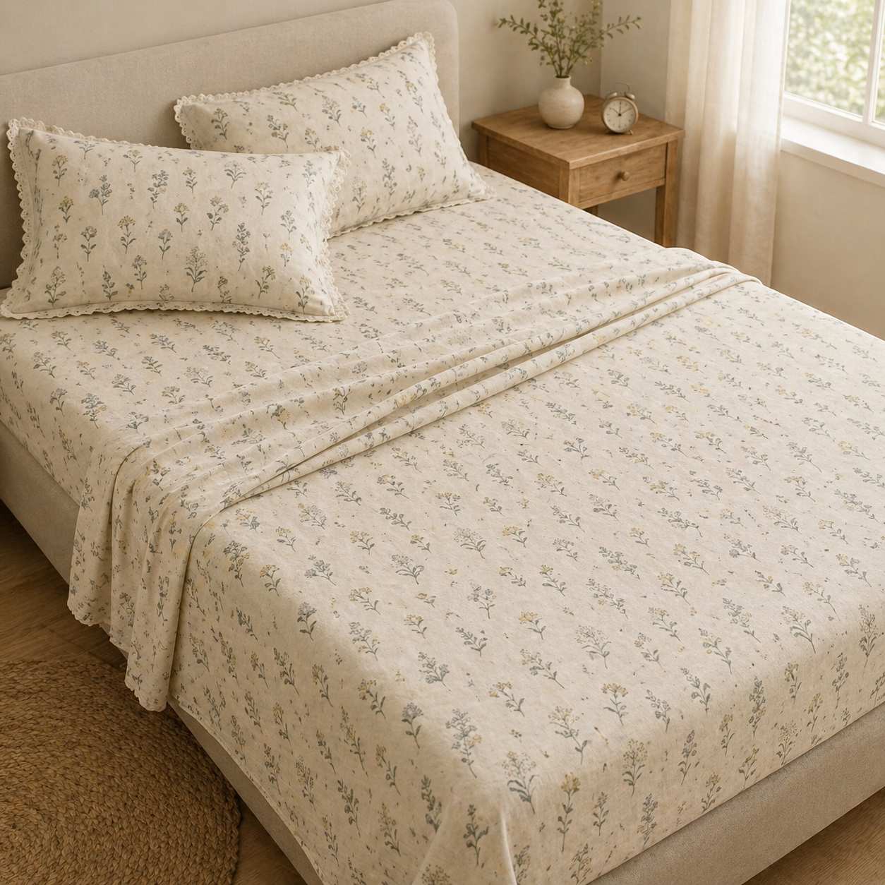 Linen Yarn Cottlin Bedsheet Set – Minimalist Elegance Meets Everyday Comfort