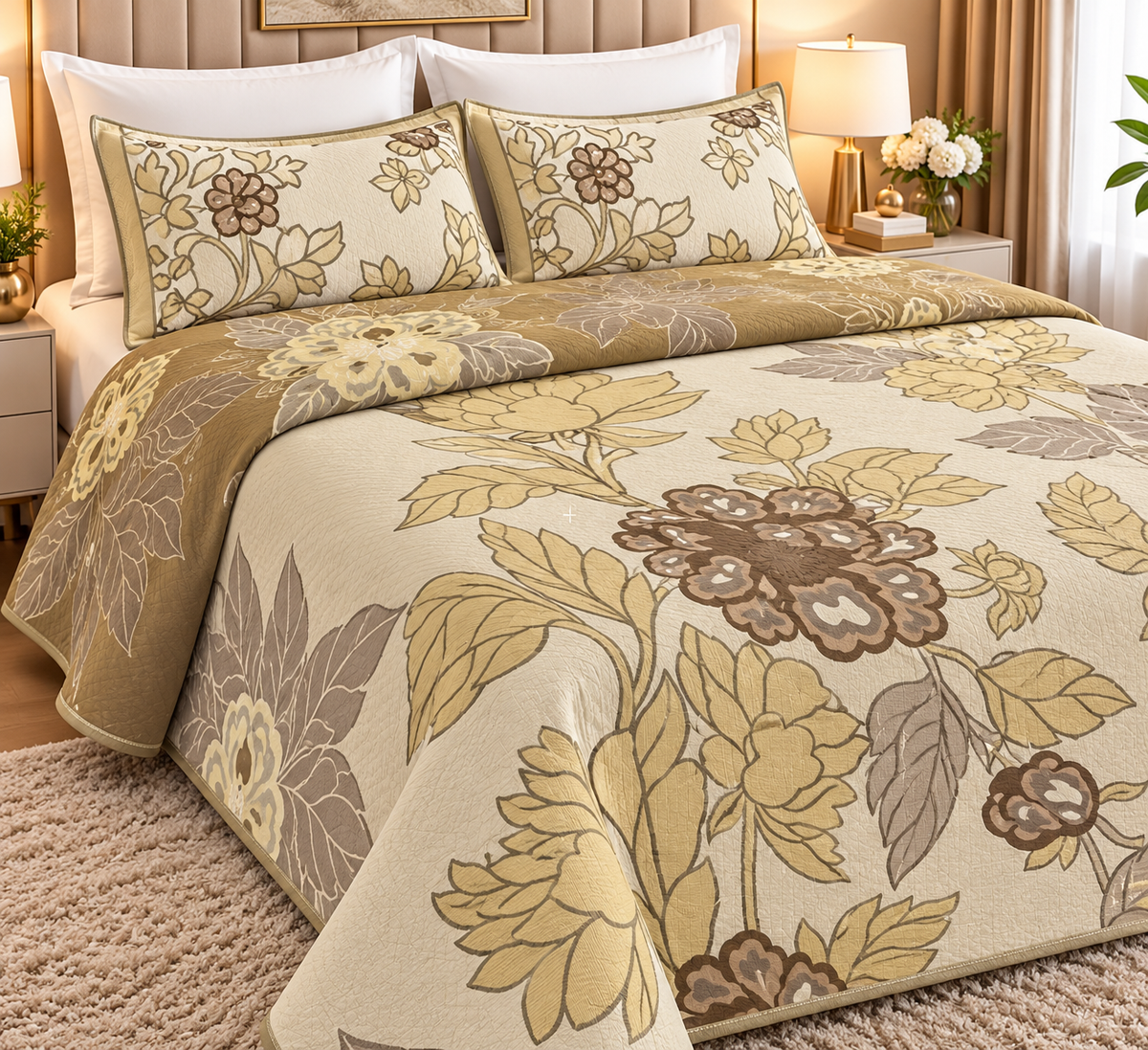 King Size Jacquard Cotton Reversible Design Bedcover