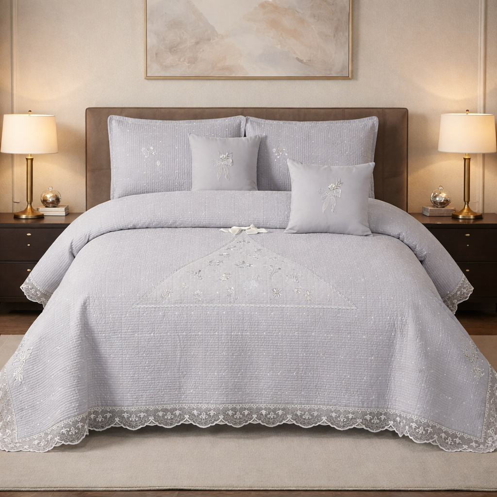 Modern Luxe Embroidered Bedcover