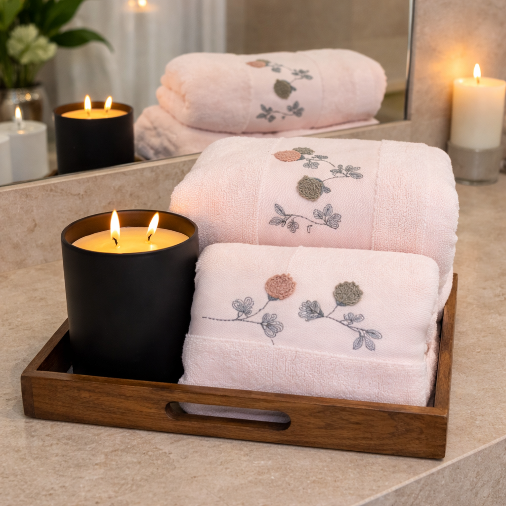 Embroidery Terry Towels - 4 Pc Set