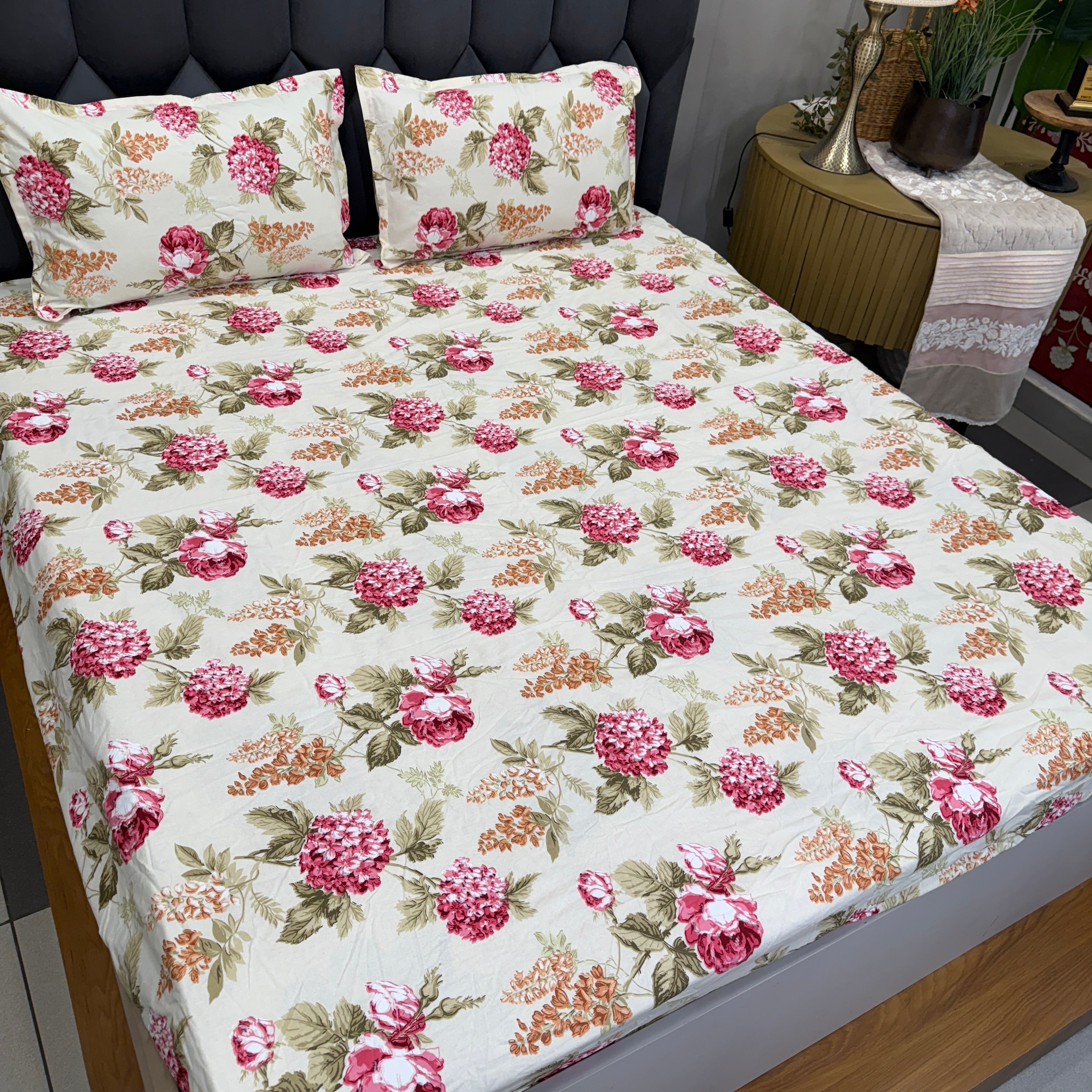 Victorian Print Floral Elastic Fitted Bedsheet