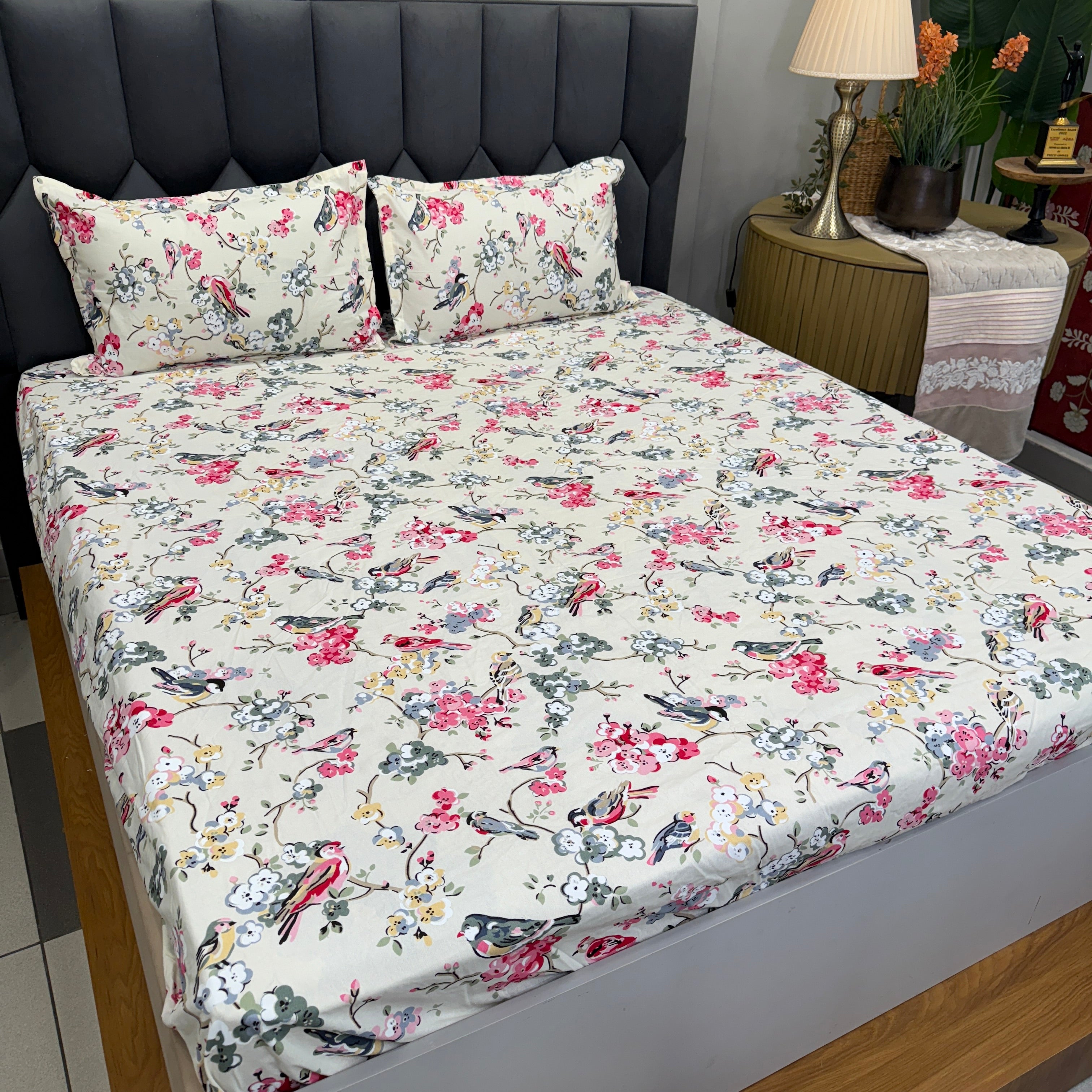 Victorian Print Floral Elastic Fitted Bedsheet