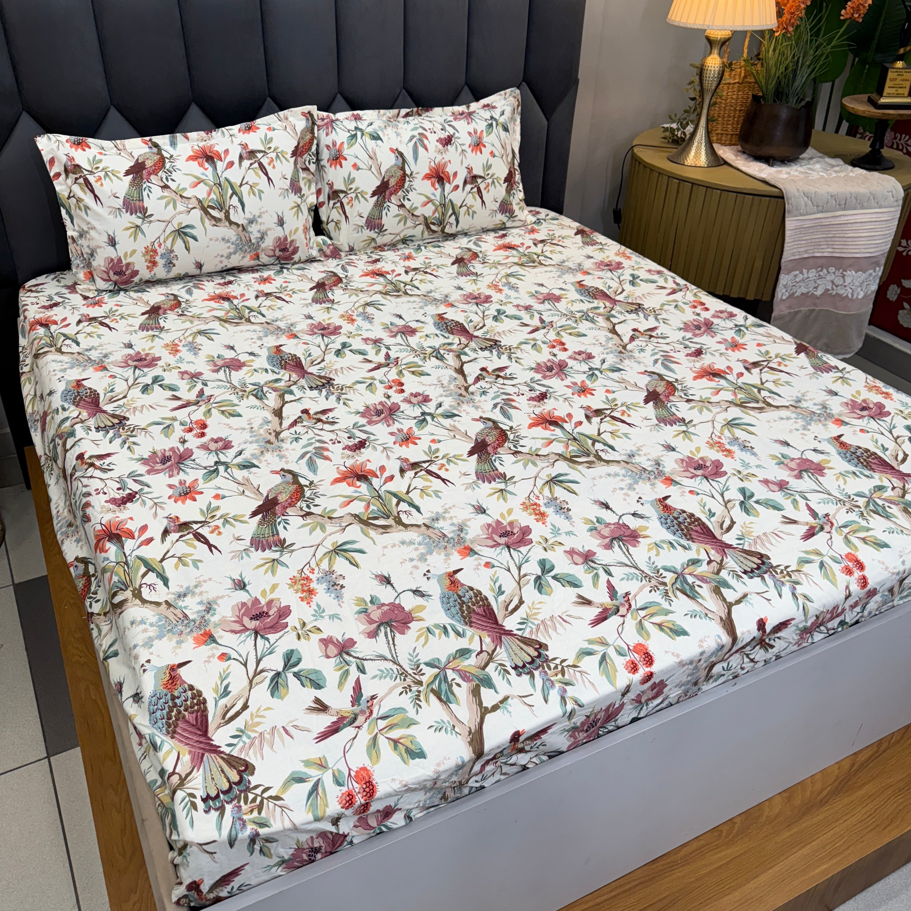 Victorian Print Floral Elastic Fitted Bedsheet