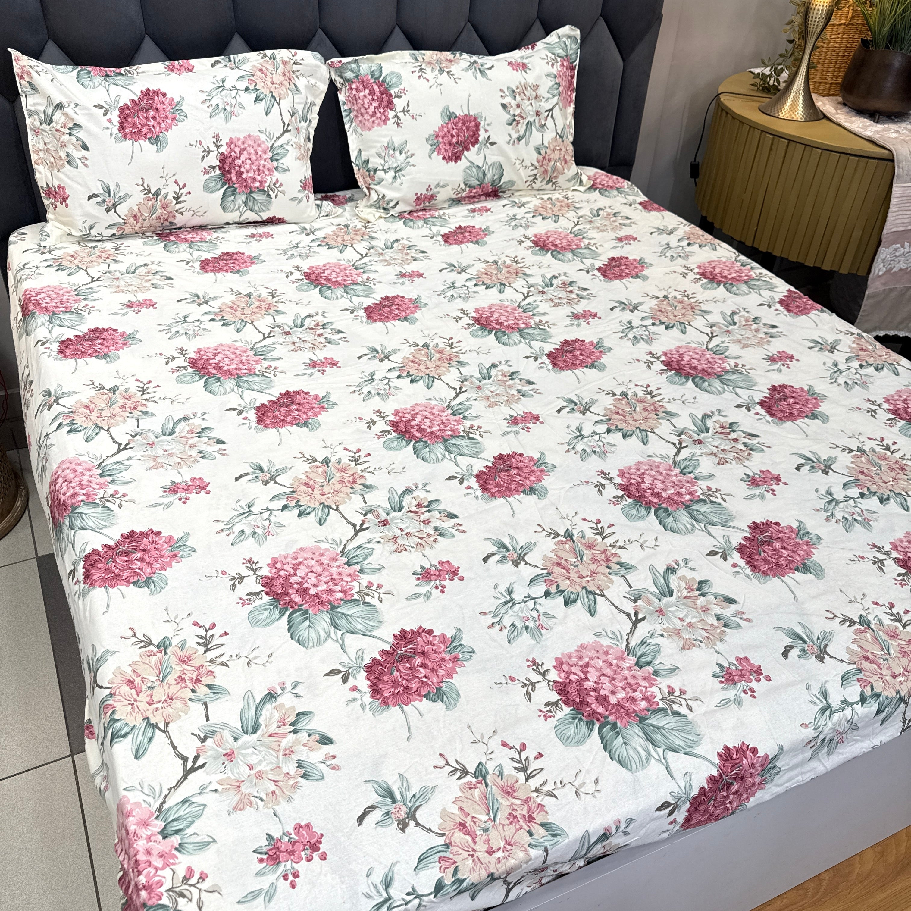 Victorian Print Floral Elastic Fitted Bedsheet