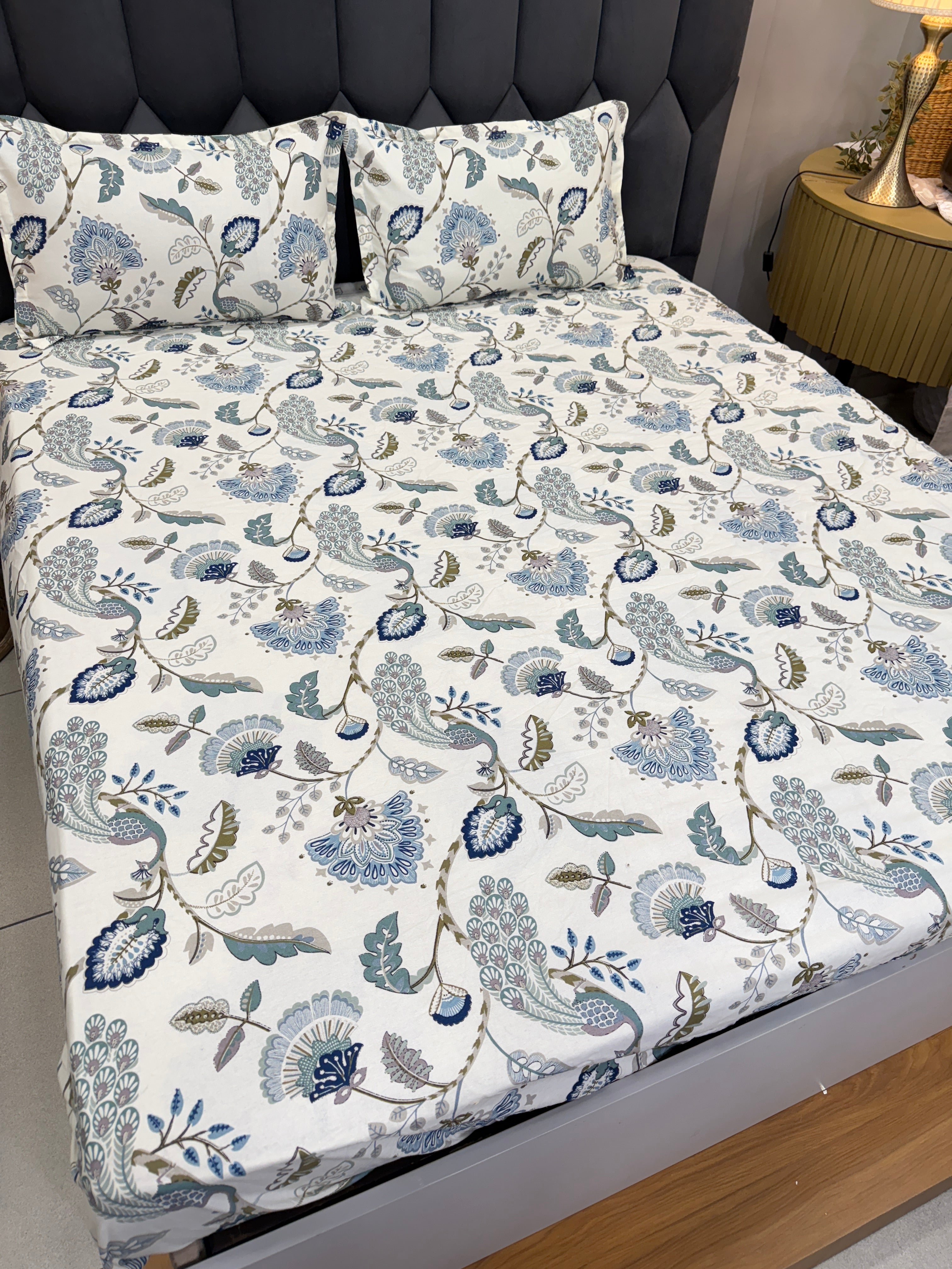 Victorian Print Floral Elastic Fitted Bedsheet