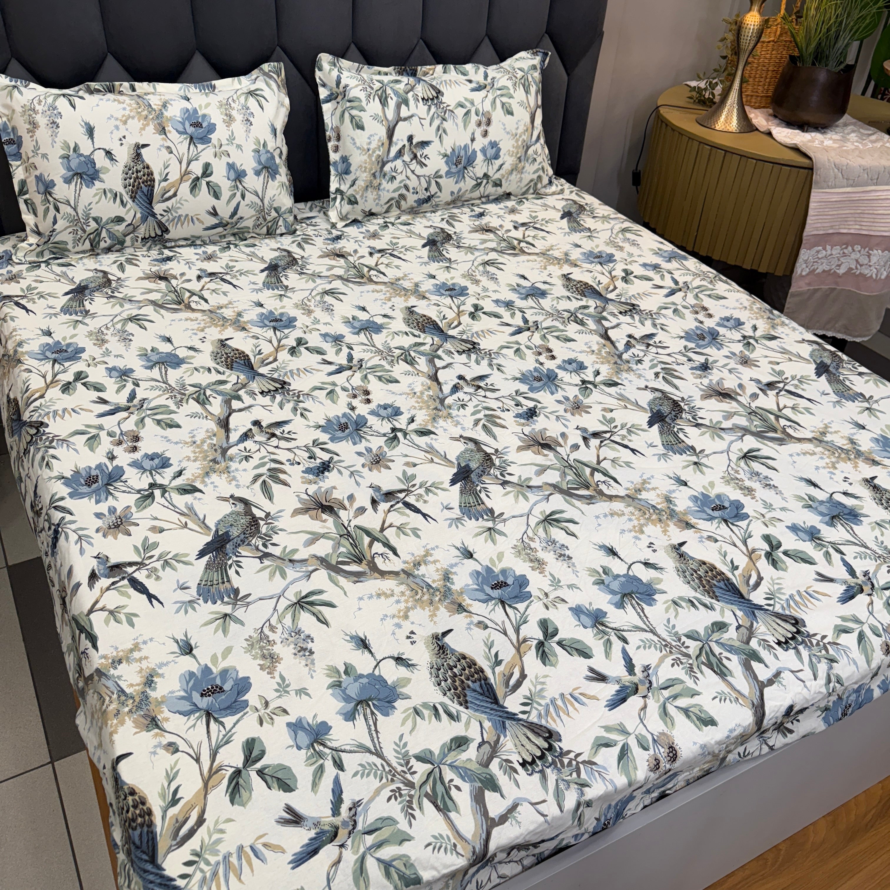 Victorian Print Floral Elastic Fitted Bedsheet