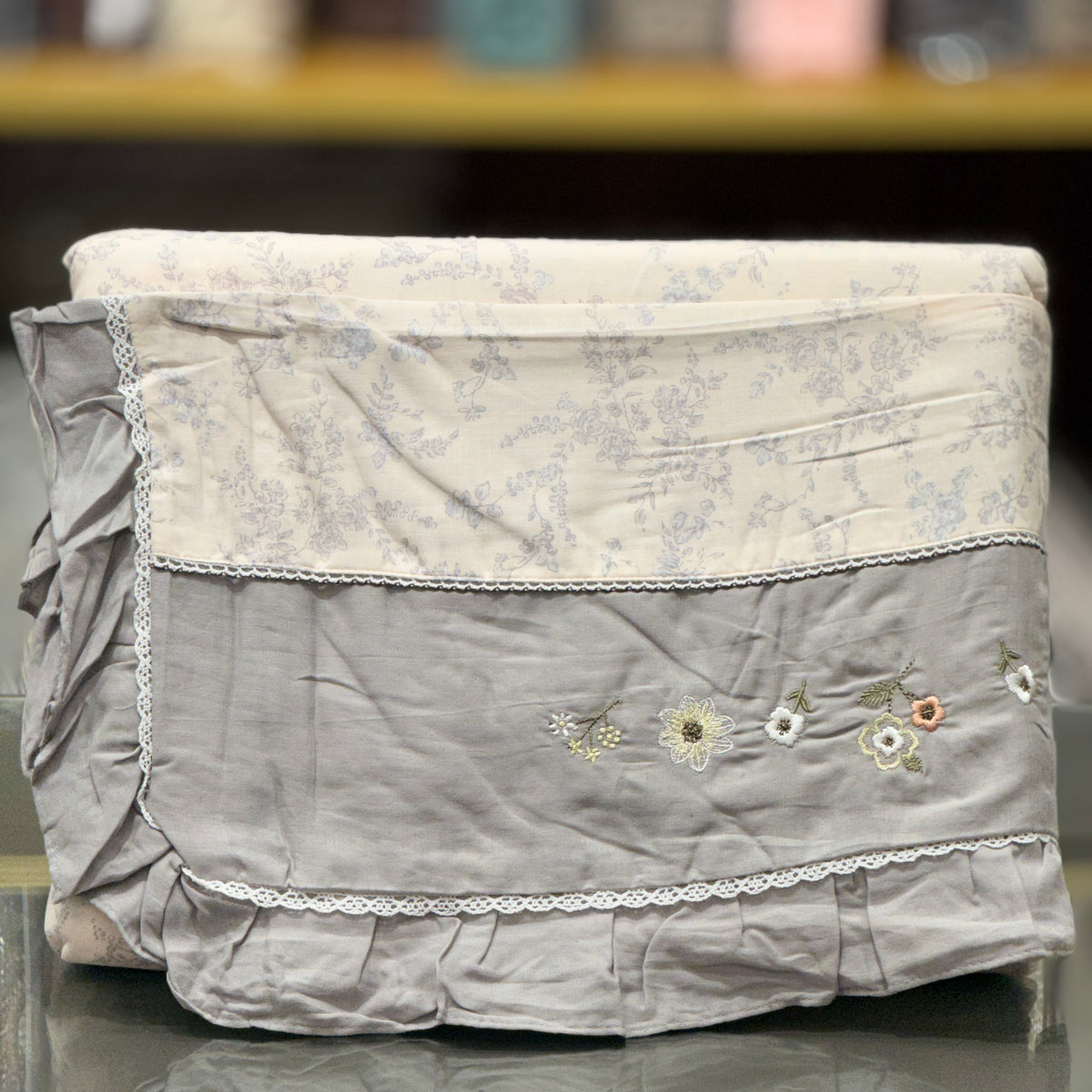 English Country Cottage Style Frill Linen Cotton Bedsheet Set