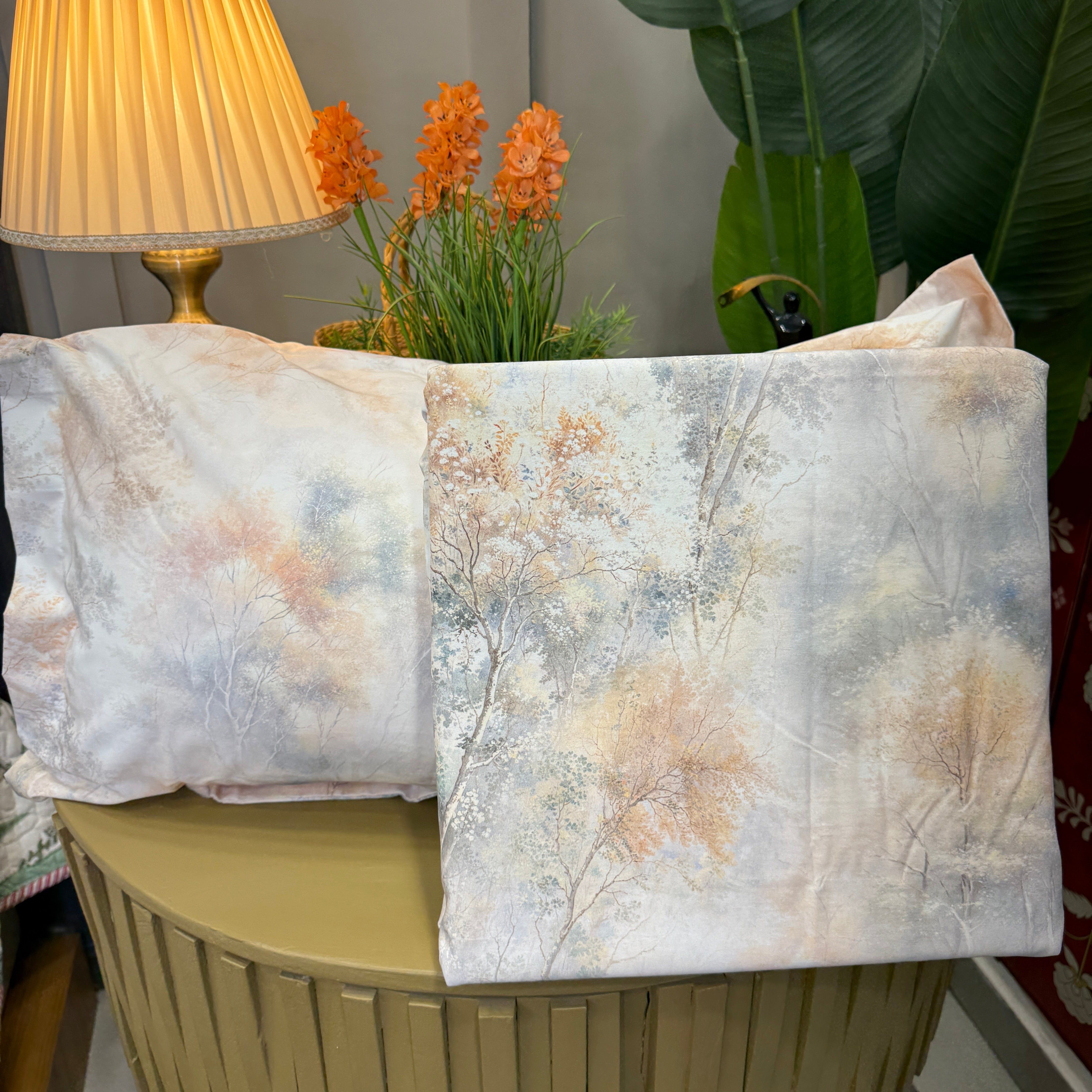 Vintage Floral Digital Print King Size Bedsheet Set